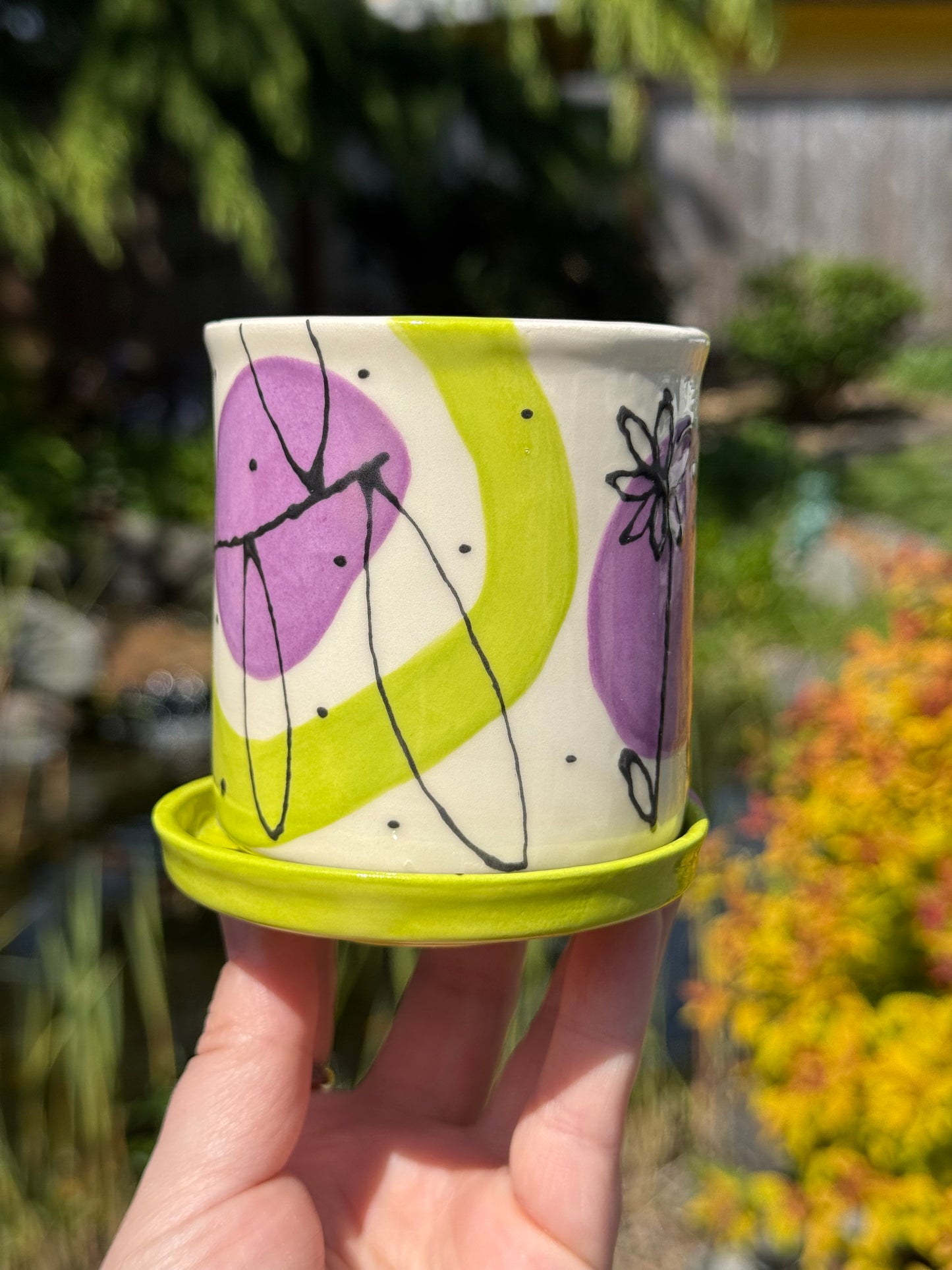 Blobs and Doodles Planter with Drip Tray