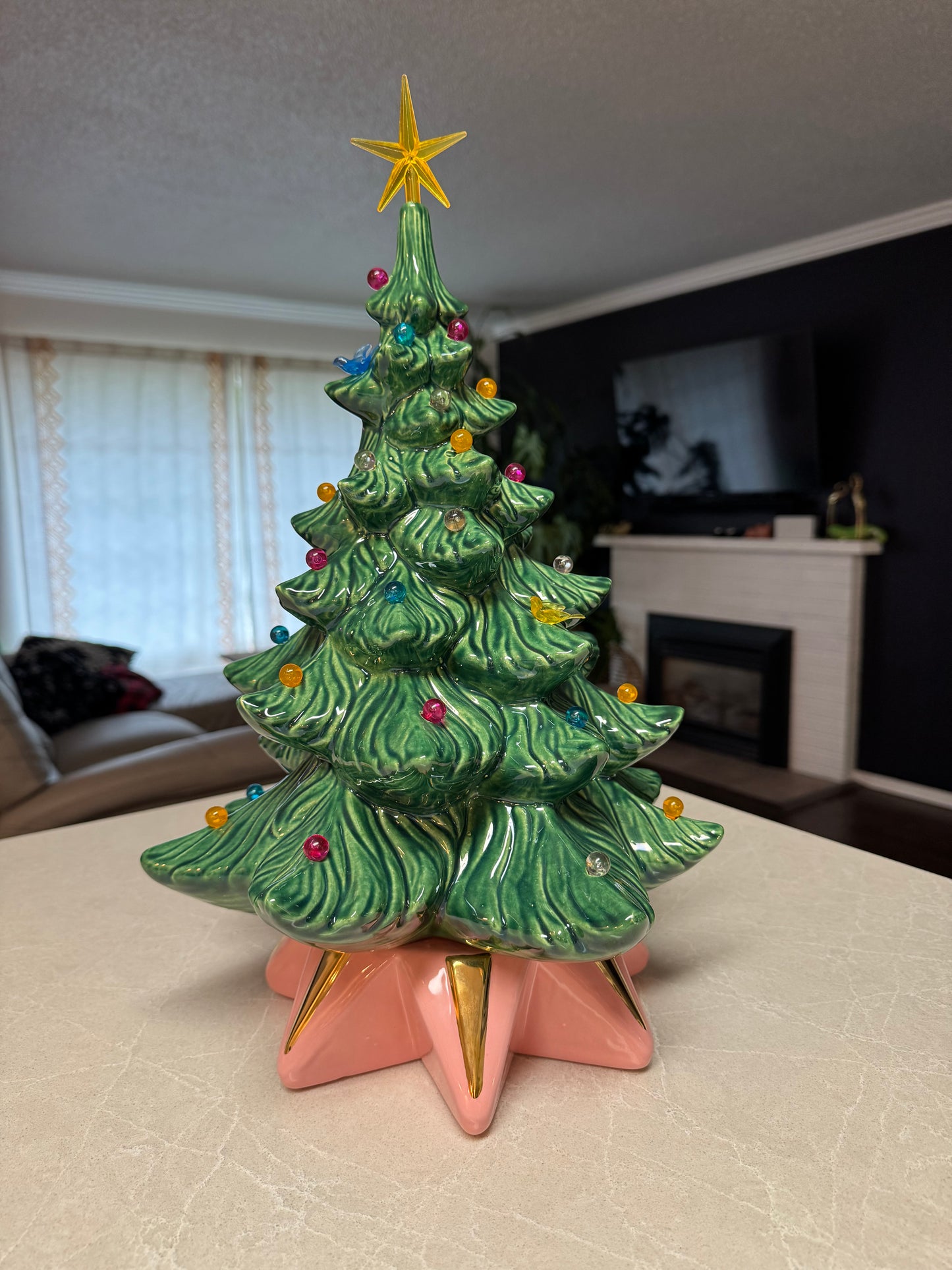 Green Tree with Pink Star Base