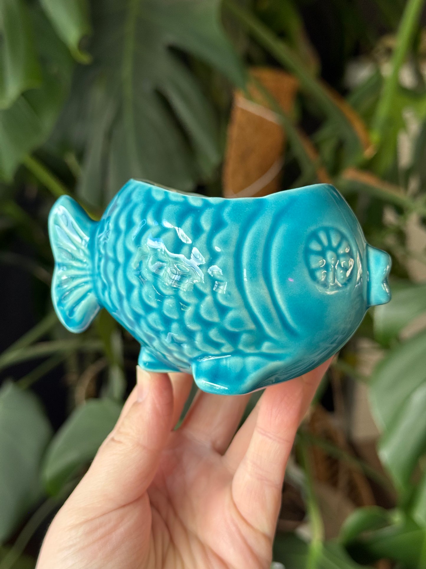 Flower Power Blue Fish Planter