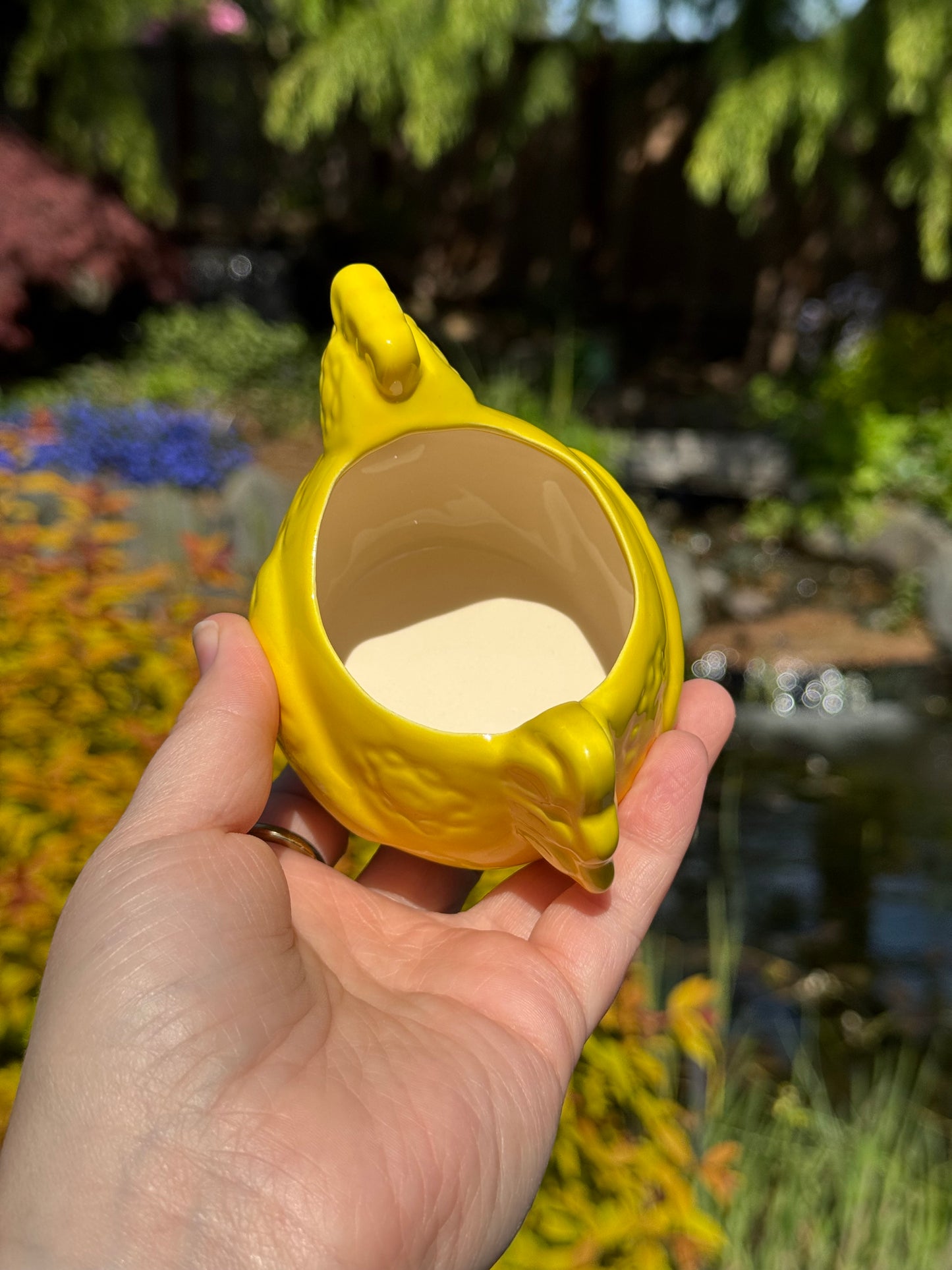 Flower Power Yellow Chicken Planter