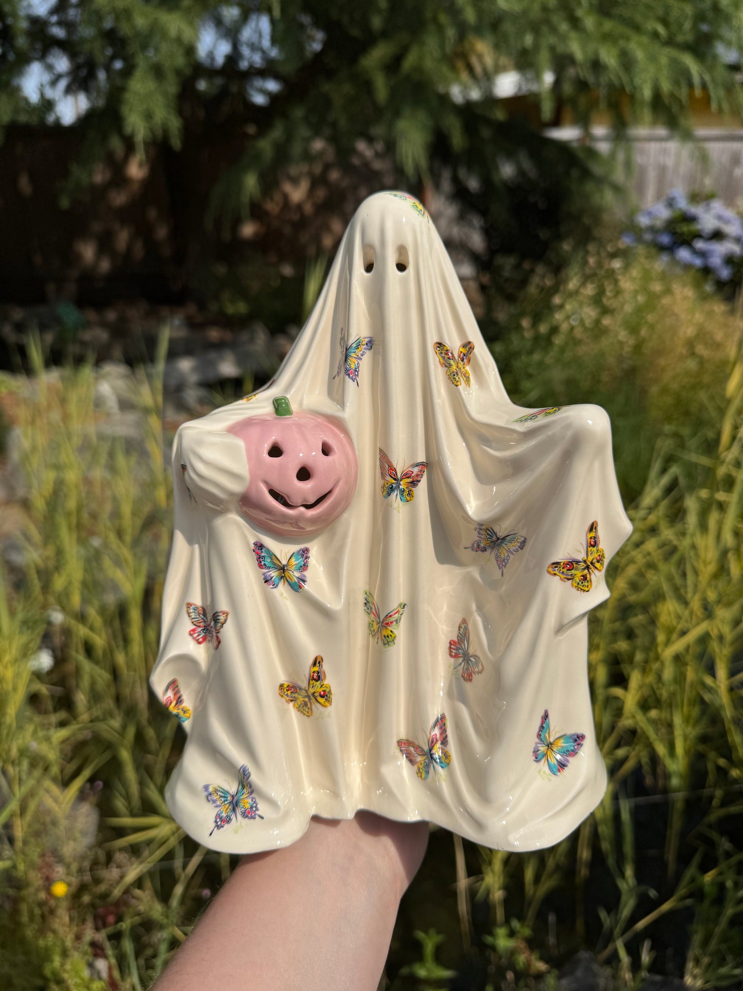Butterfly Sheet Ghost with Pink Pumpkin