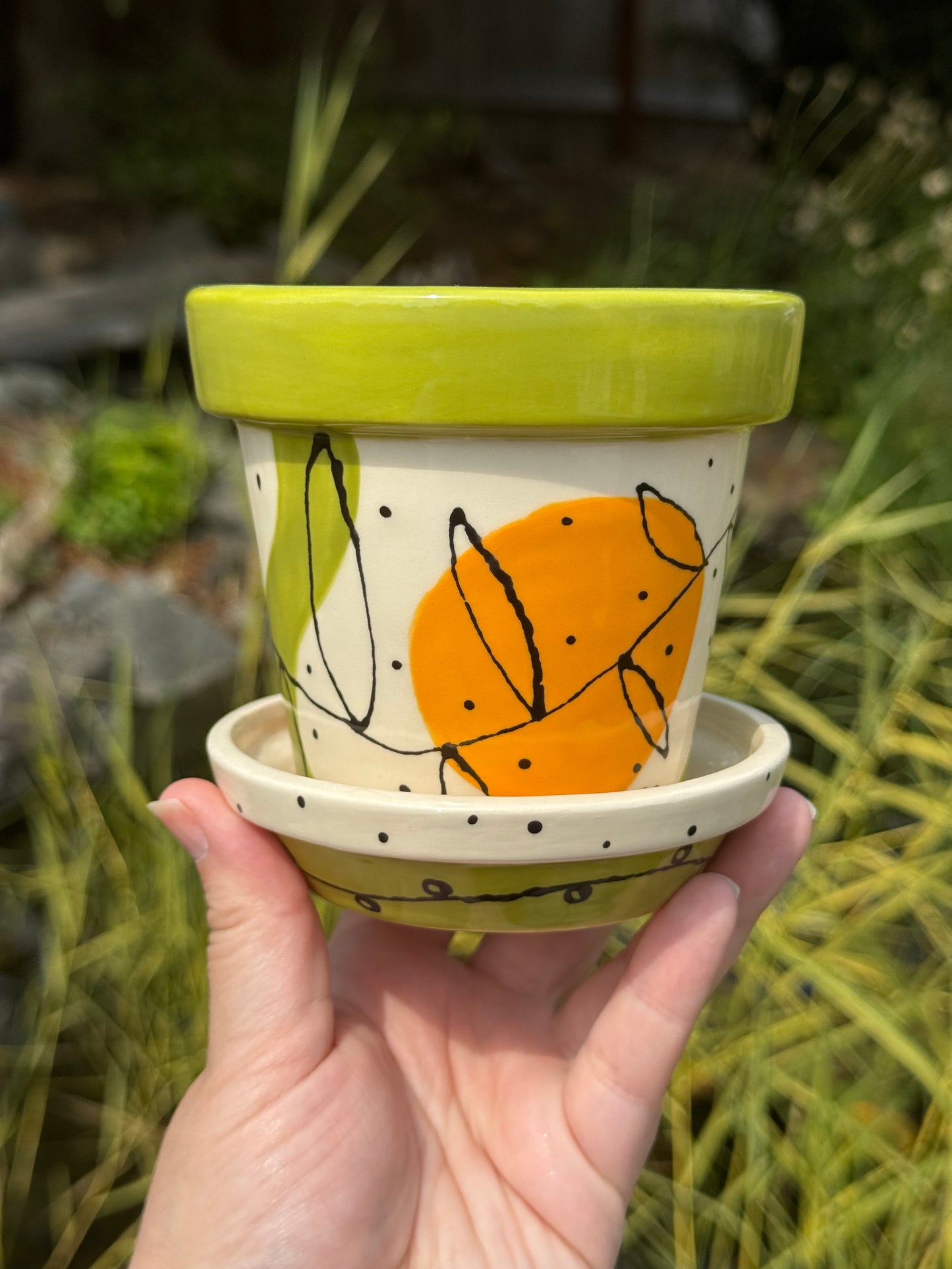 Blobs and Doodles Planter with Drip Tray 2