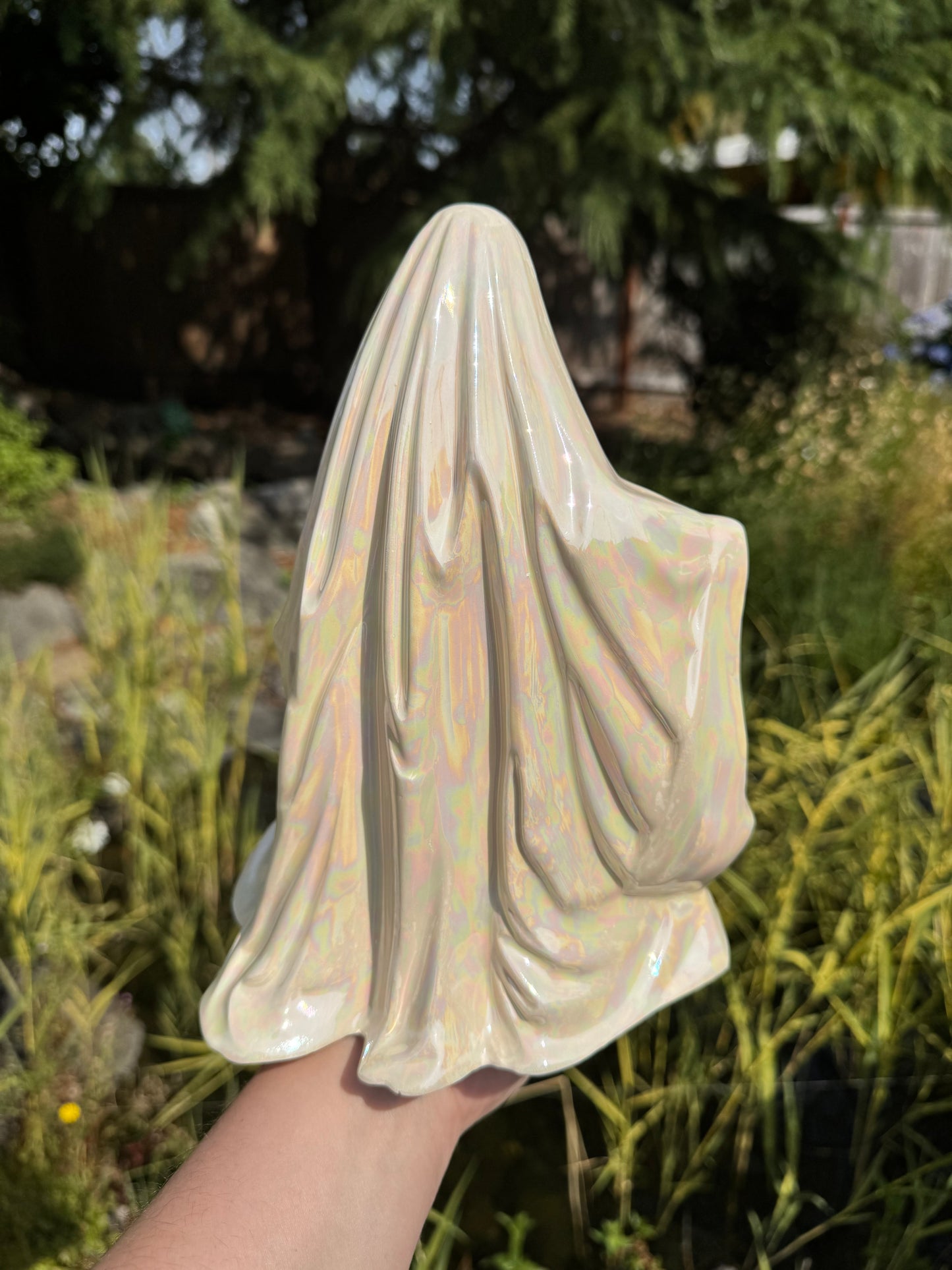 Mother of Pearl Ghost with Orange Pumpkin