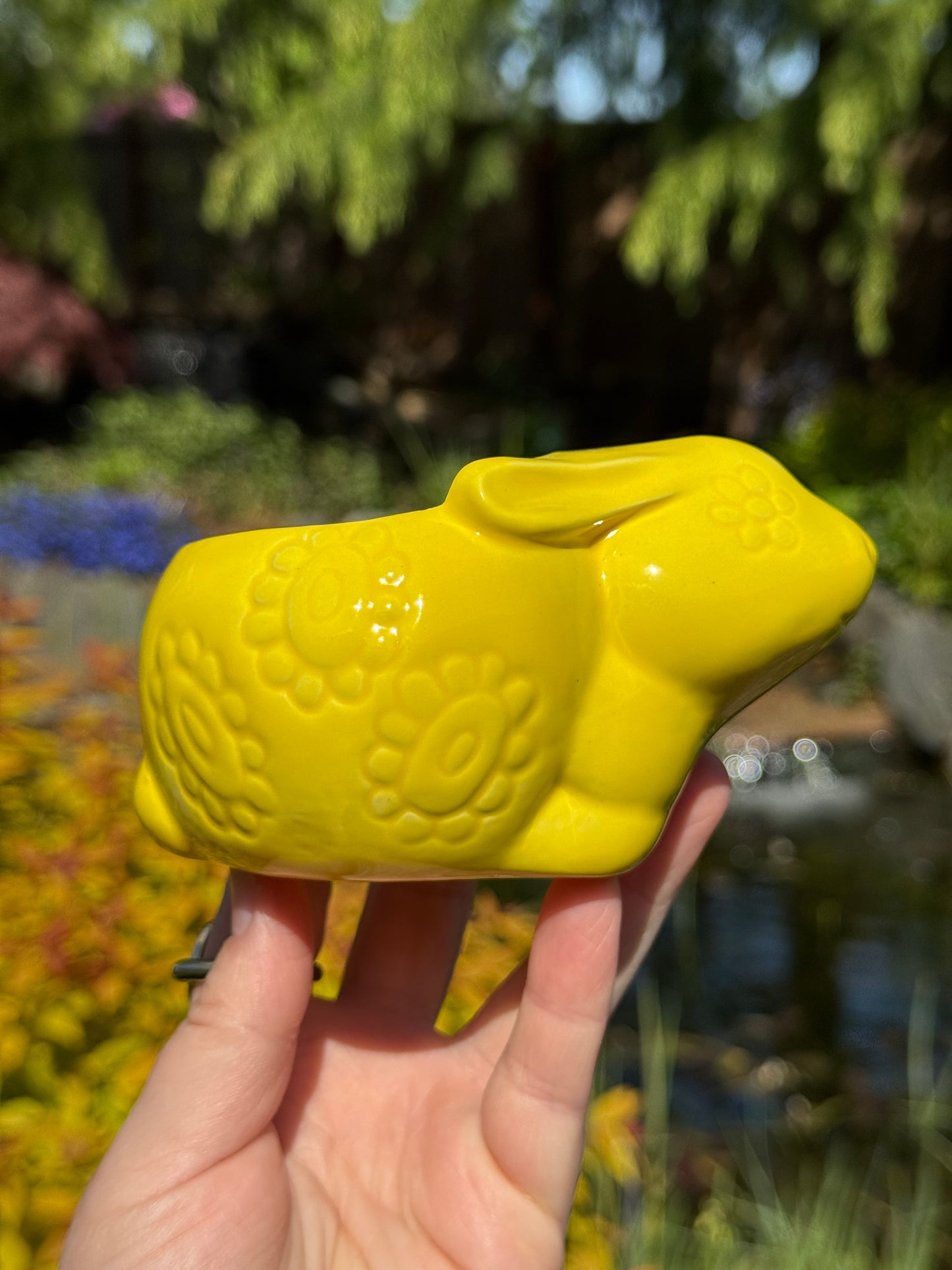Flower Power Yellow Bunny Planter