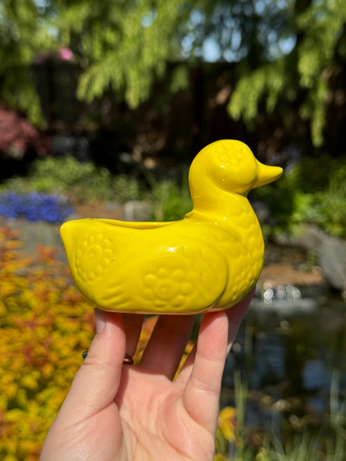 Flower Power Yellow Duck Planter