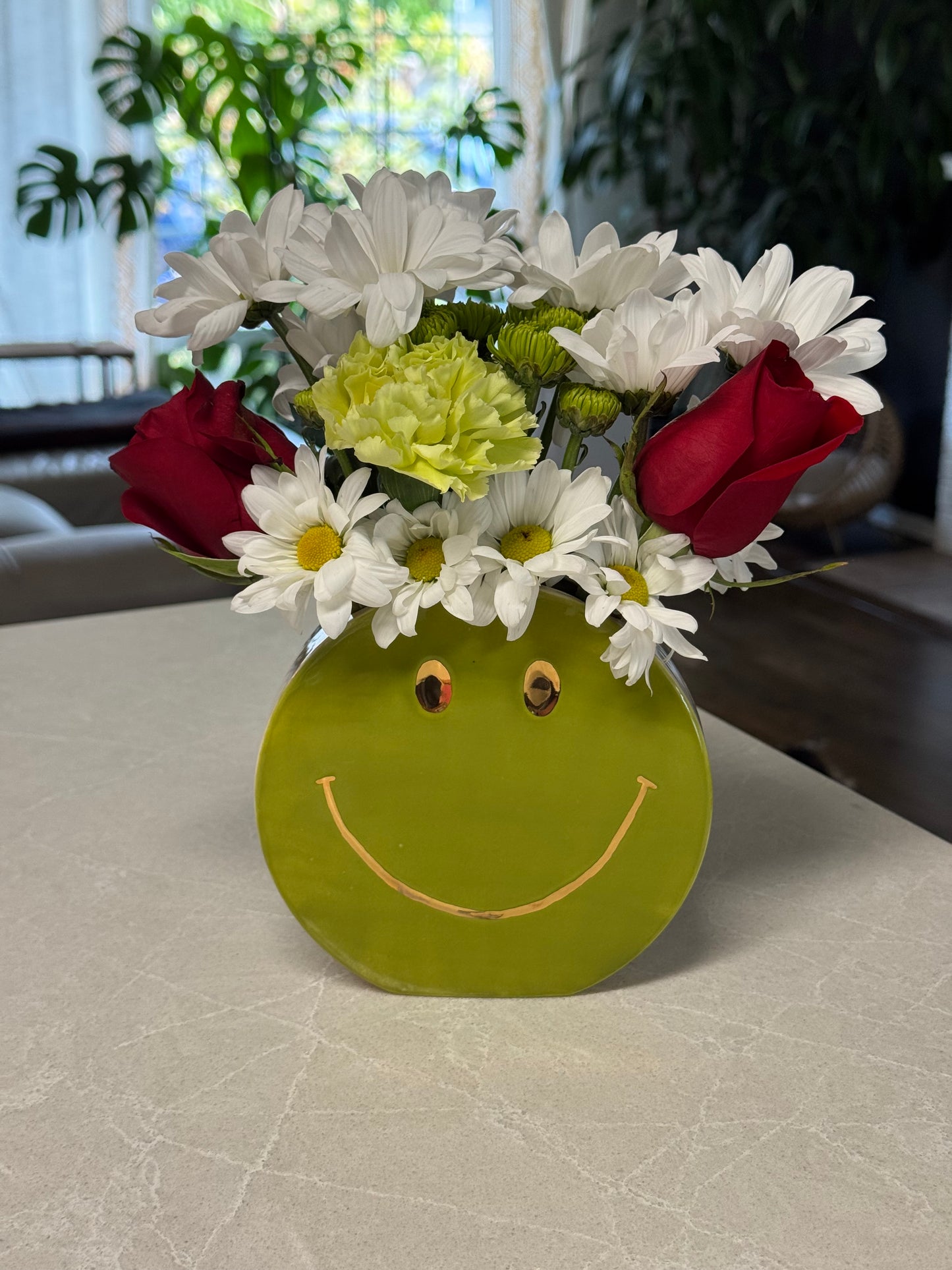 Green and Gold Smile Vase