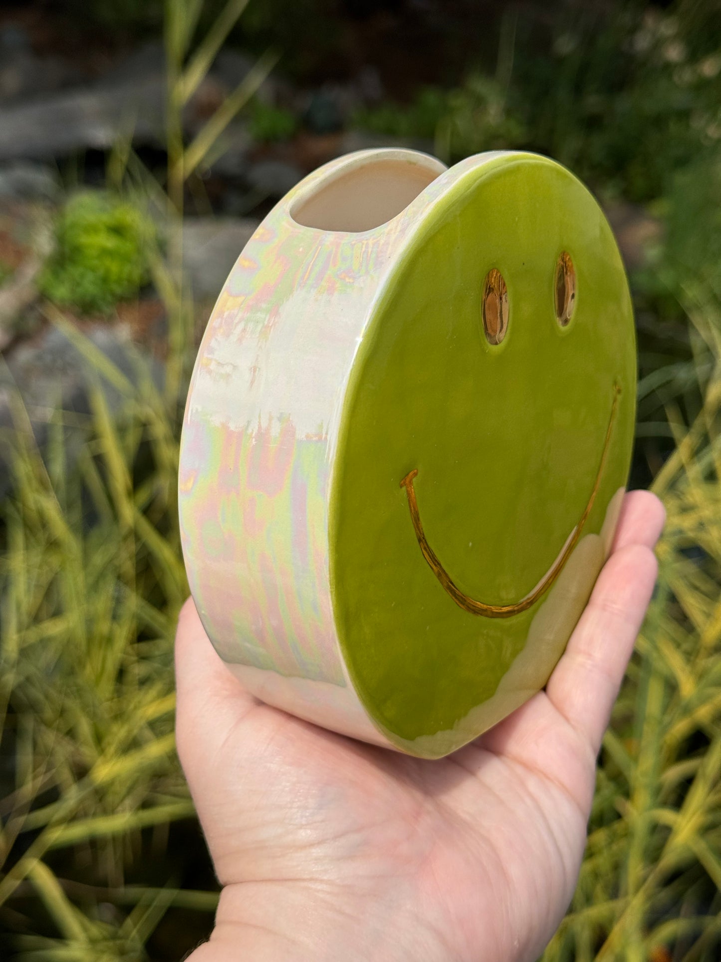 Green and Gold Smile Vase