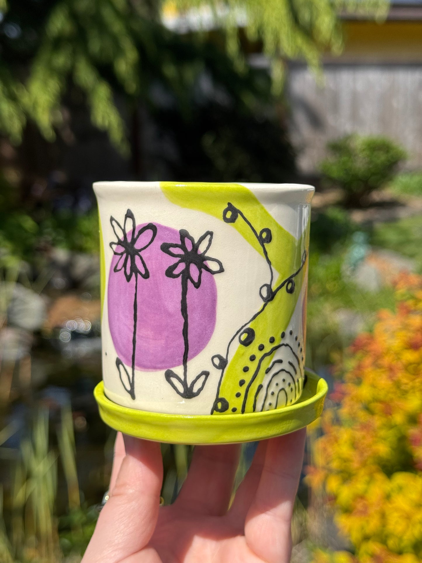 Blobs and Doodles Planter with Drip Tray