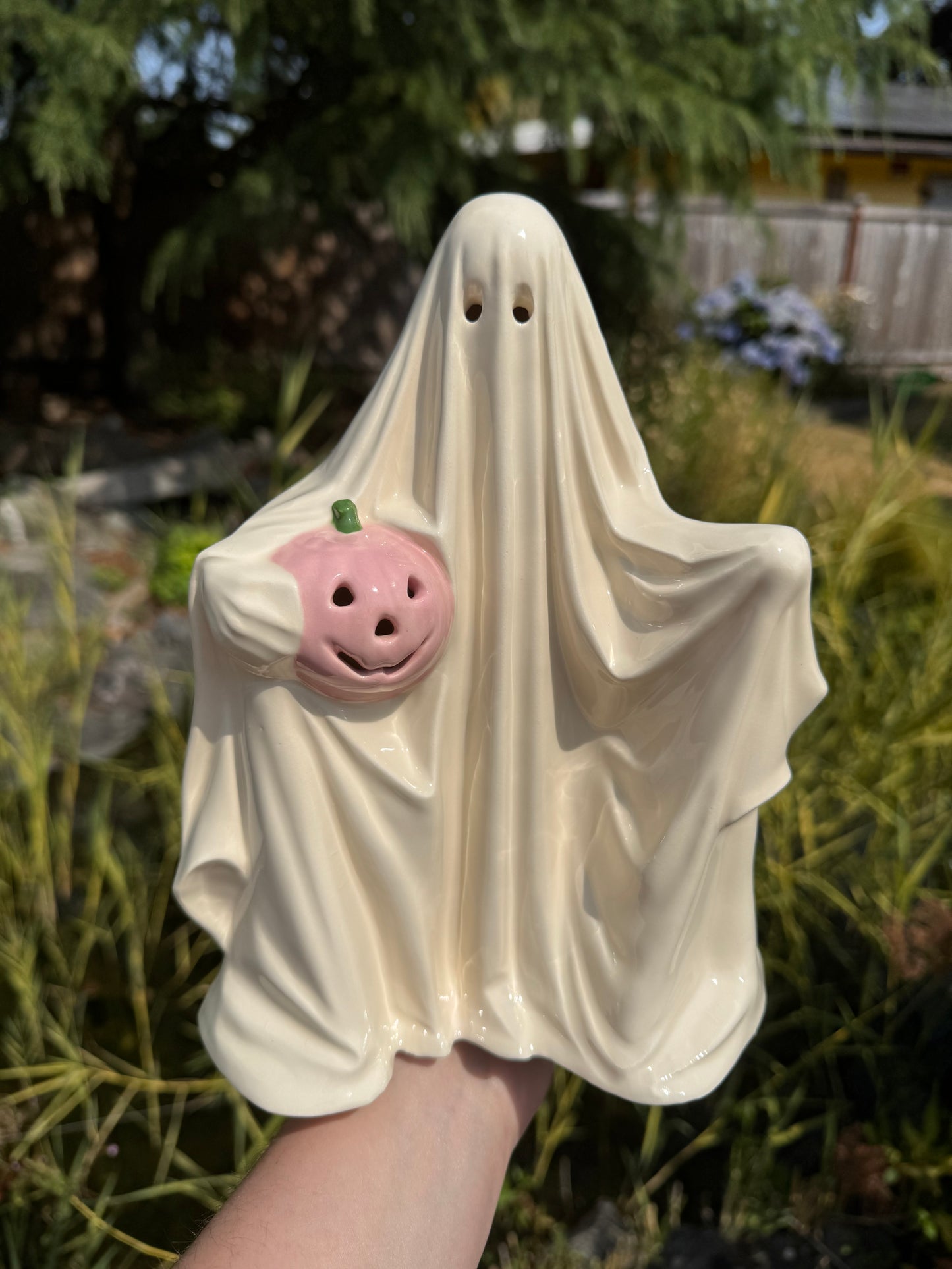 White Ghost with Pink Pumpkin