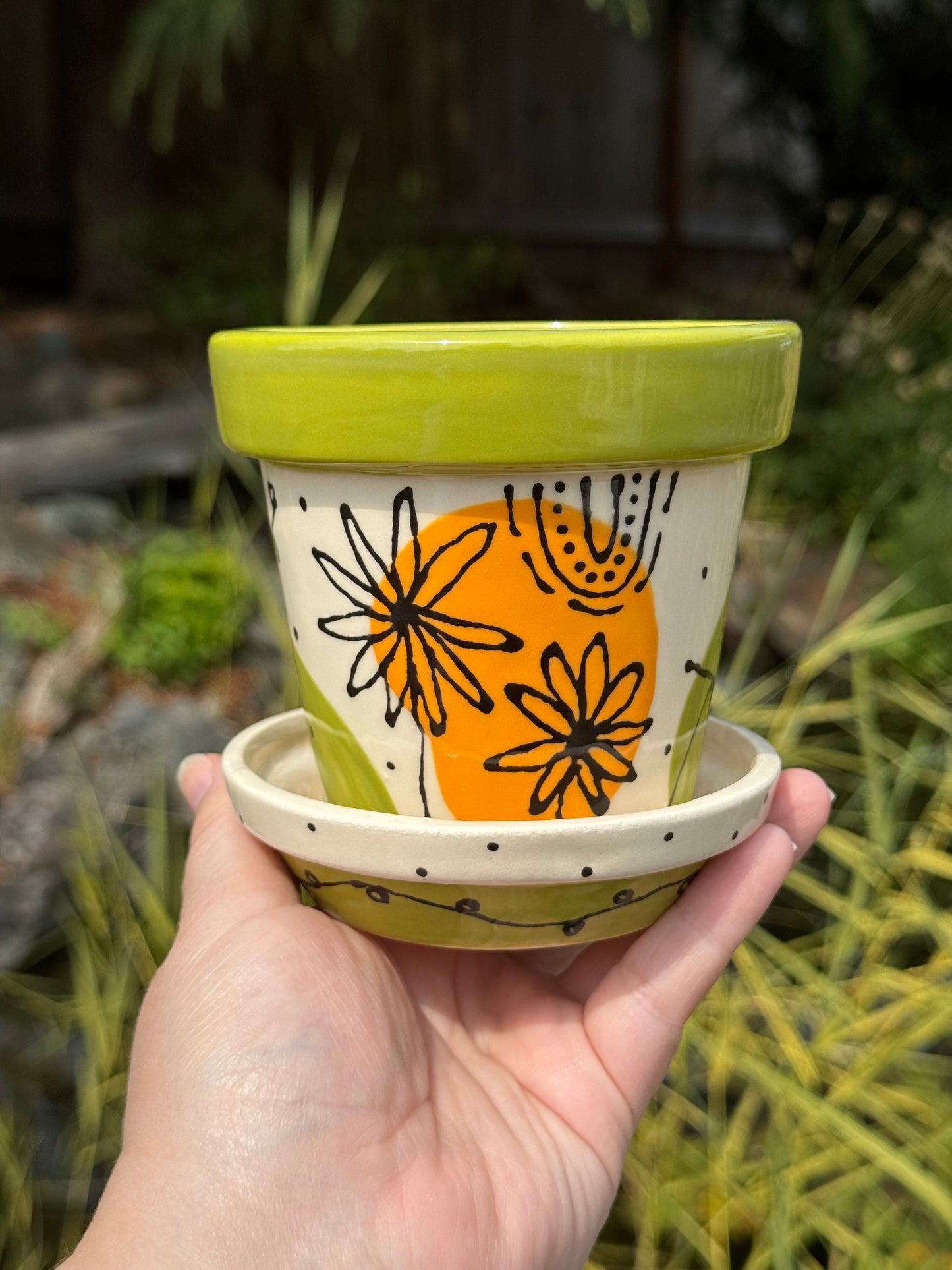 Blobs and Doodles Planter with Drip Tray 2