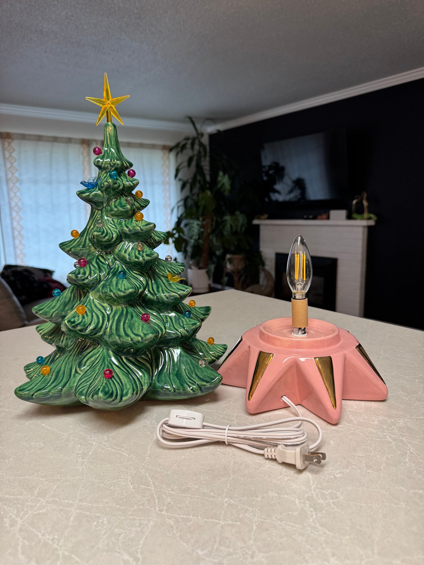 Green Tree with Pink Star Base