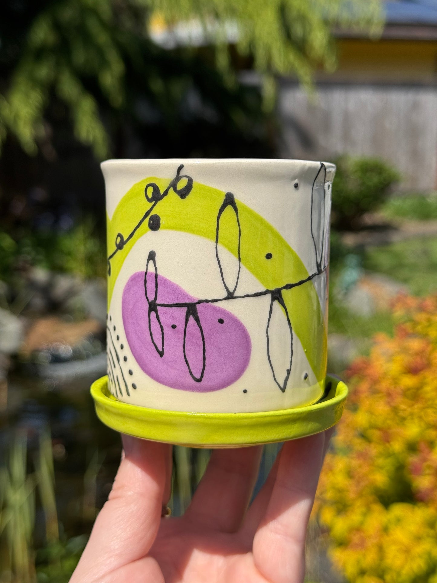 Blobs and Doodles Planter with Drip Tray