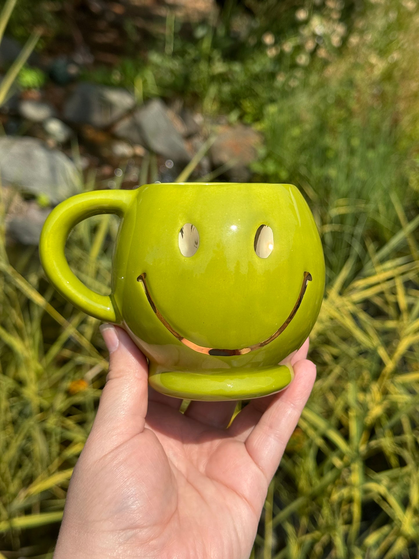 Green and Gold Smile Mug