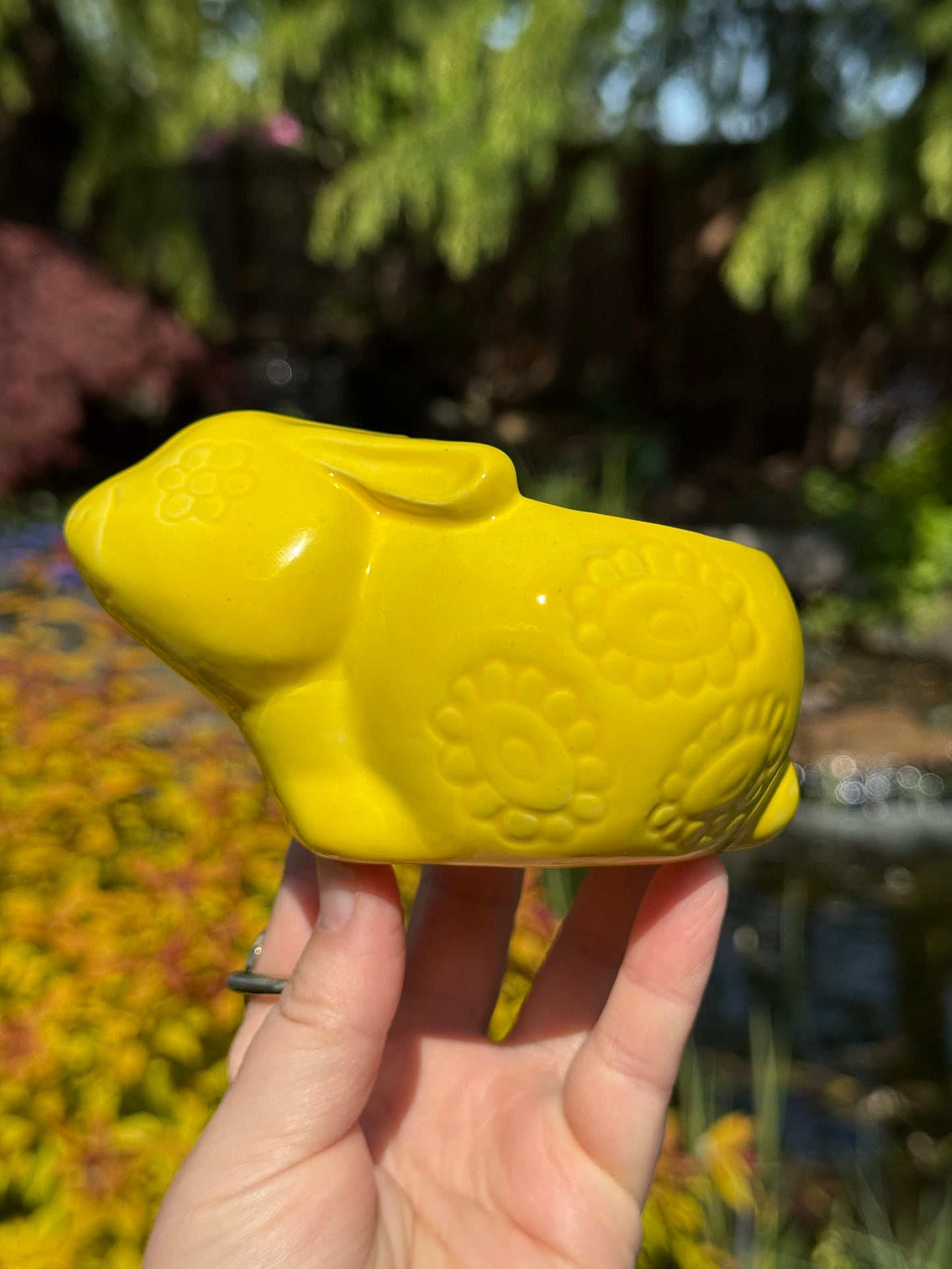 Flower Power Yellow Bunny Planter