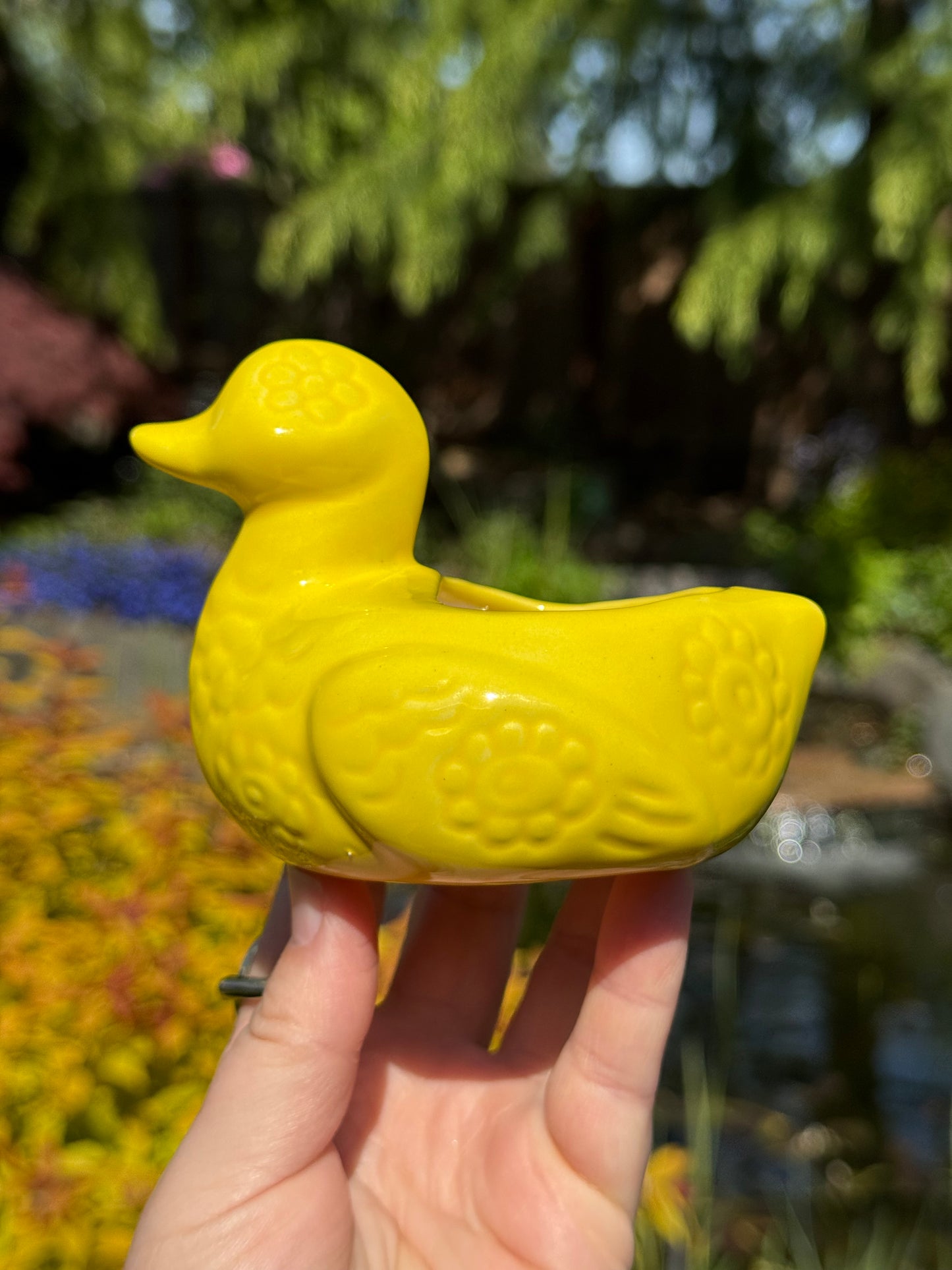 Flower Power Yellow Duck Planter