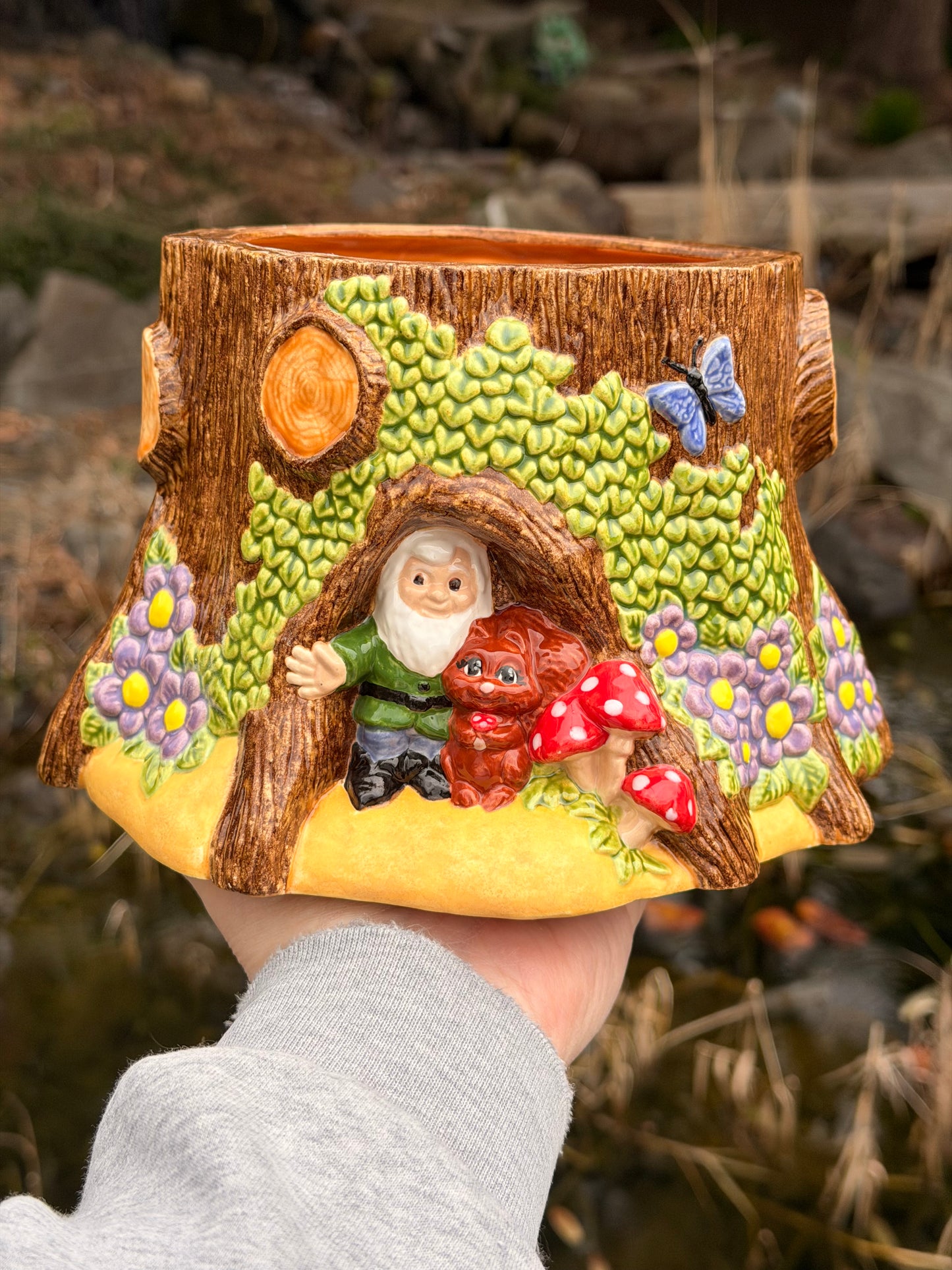 Woodland Creature Stump Planter