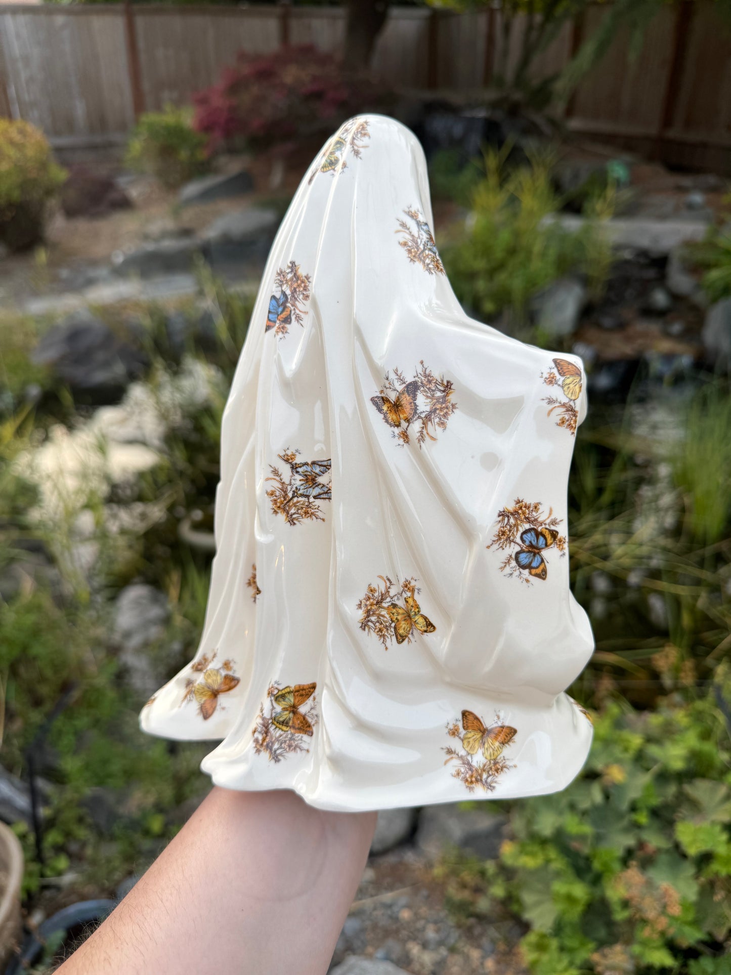 Vintage Butterfly Ghost with Orange Pumpkin