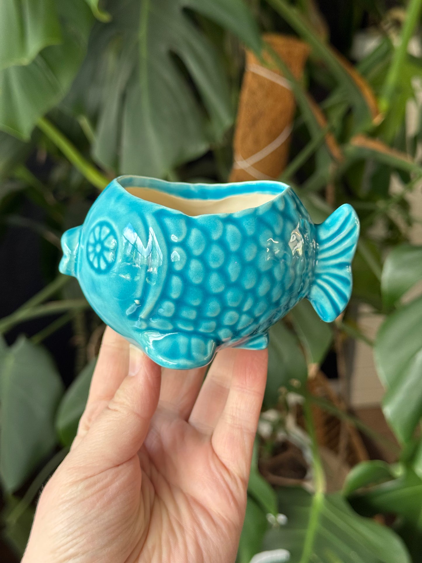 Flower Power Blue Fish Planter