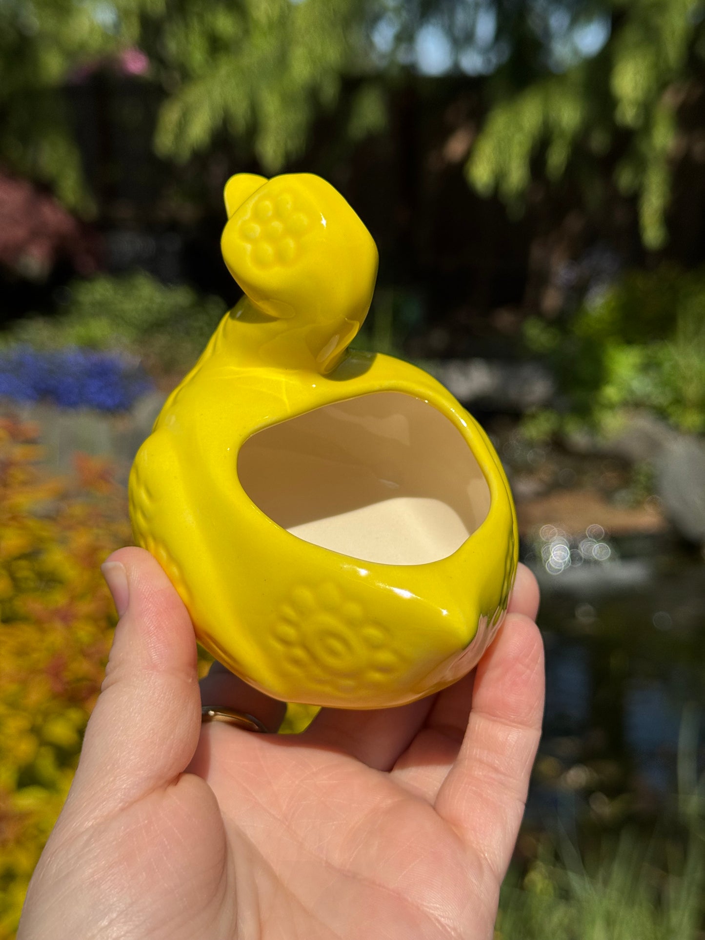 Flower Power Yellow Duck Planter