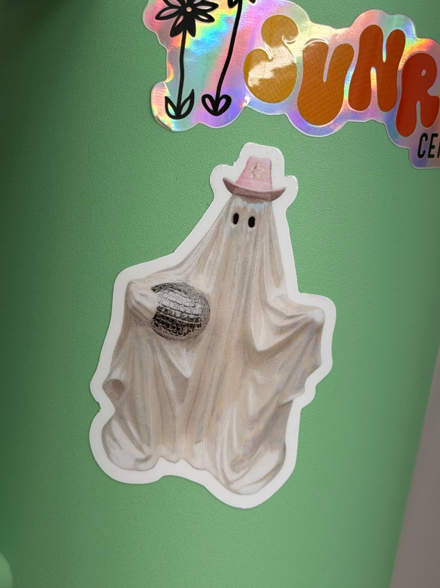 Disco Cowgirl Ghost Sticker - Free Shipping