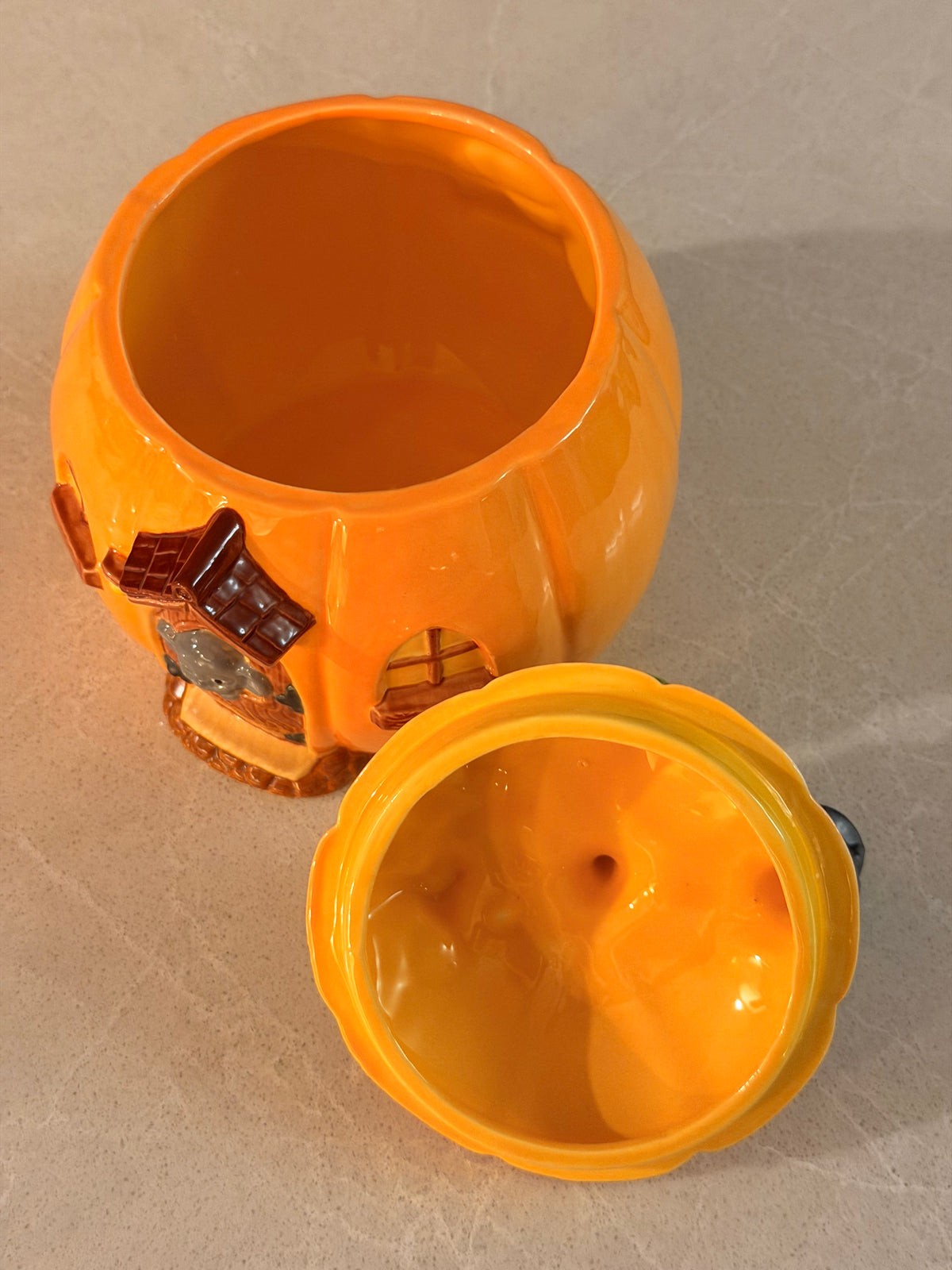 Pumpkin Cottage Cookie Jar
