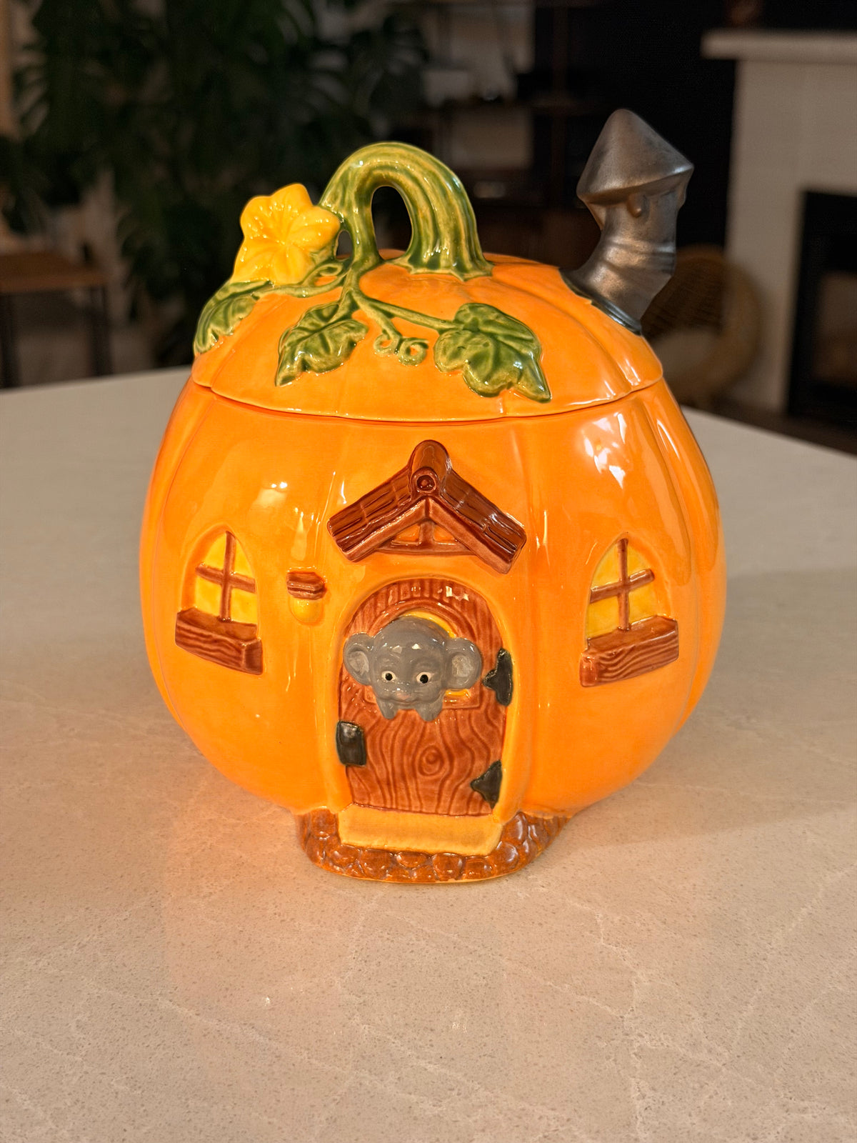 Pumpkin Cottage Cookie Jar
