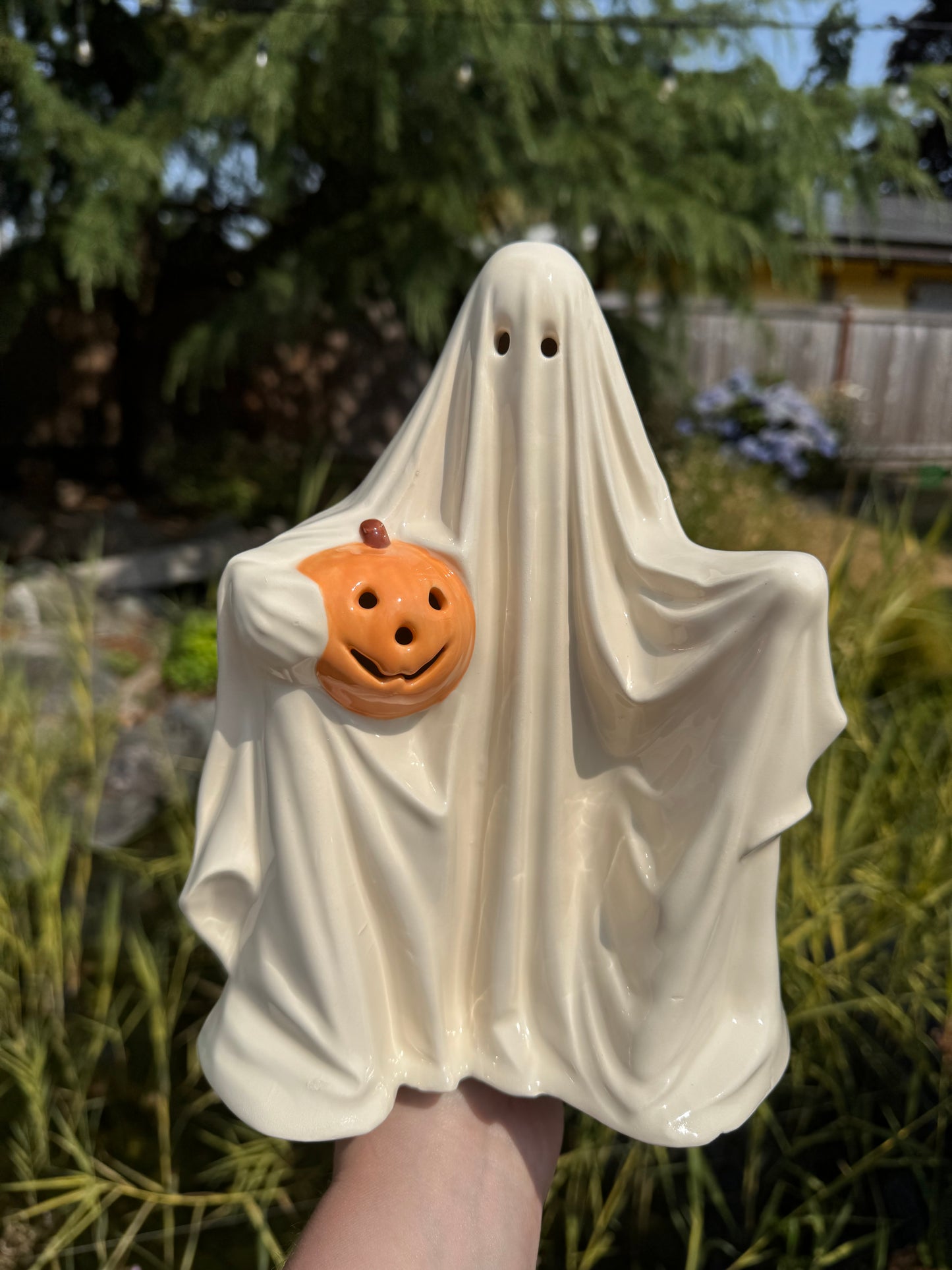 White Ghost with Orange Pumpkin
