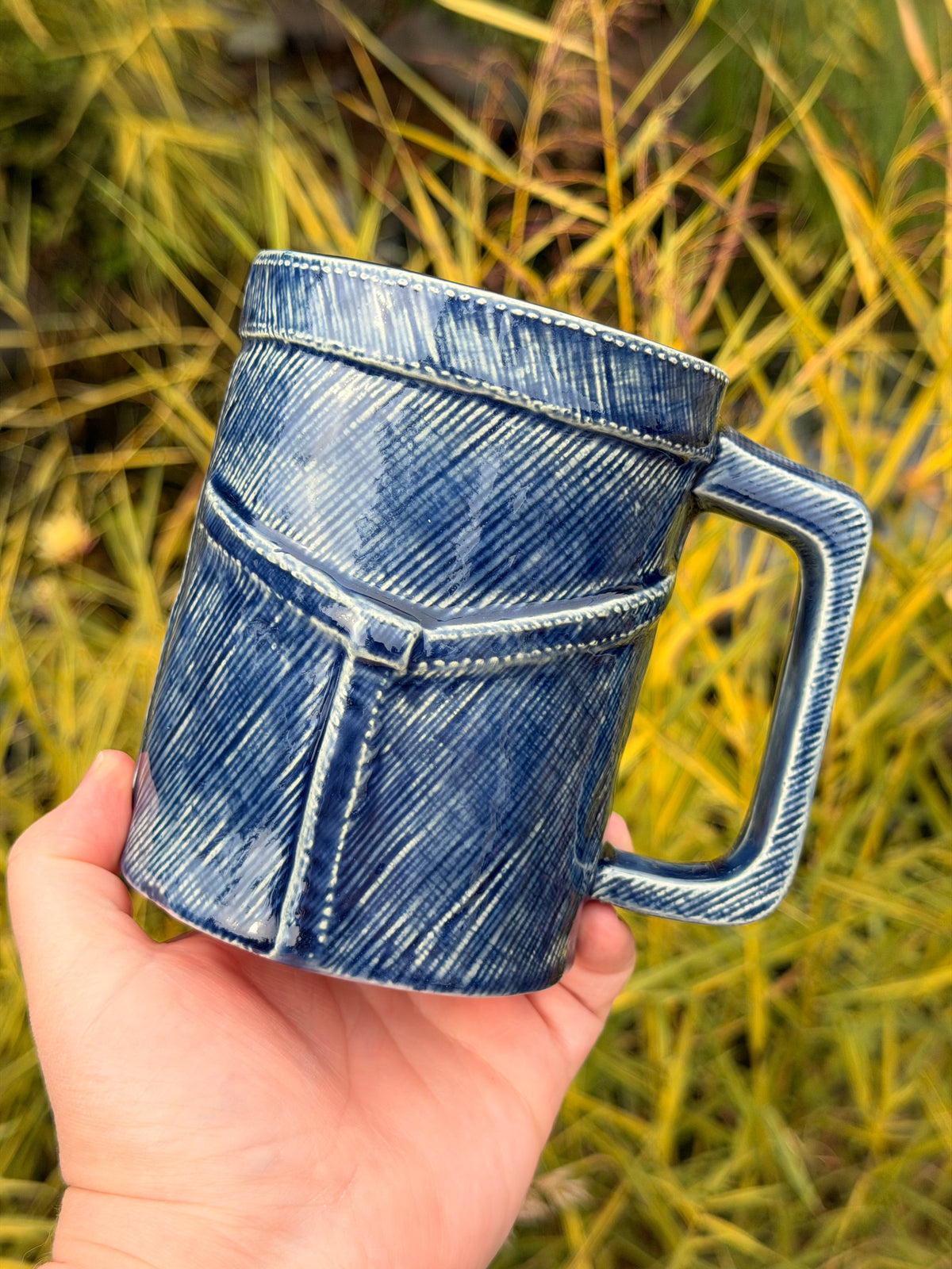 20 oz. Embroidered Denim Mug #2