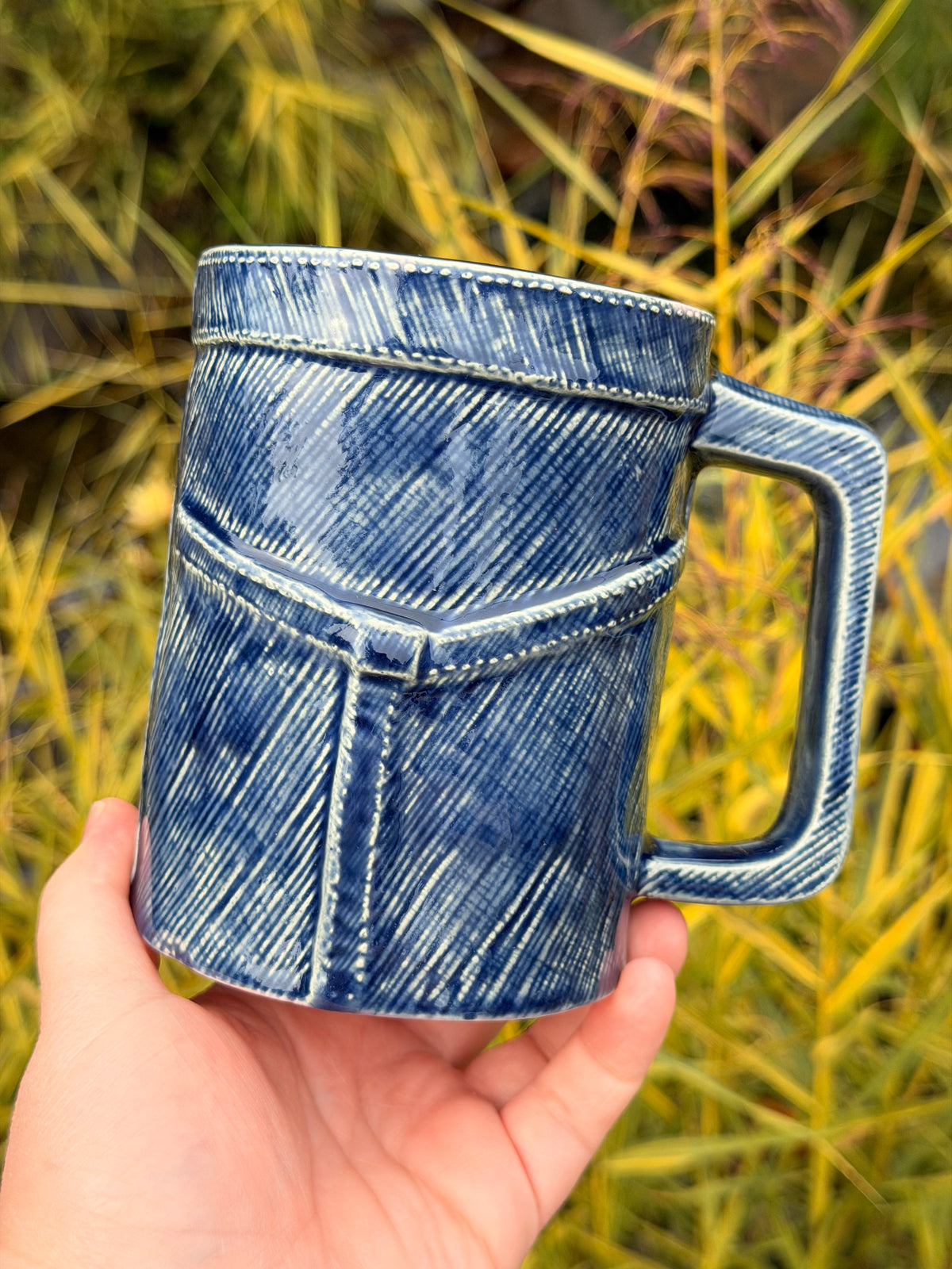 20 oz. Embroidered Denim Mug #1