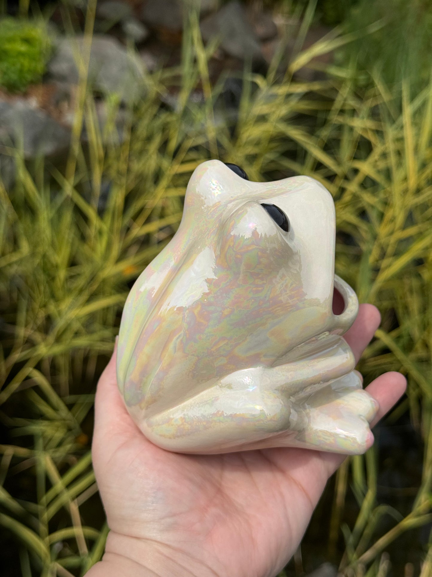 Mother of Pearl Open Mouth Frog Scrubby Holder