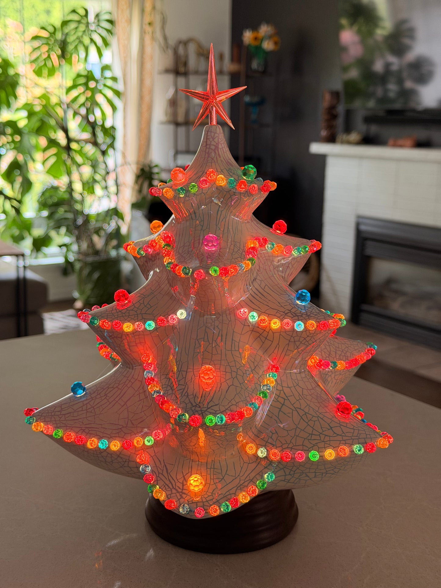 Colorful Crackle Jamar Mallory Tree with Garland Lights