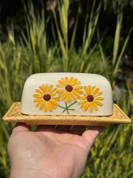 Orange Daisy Butter Dish