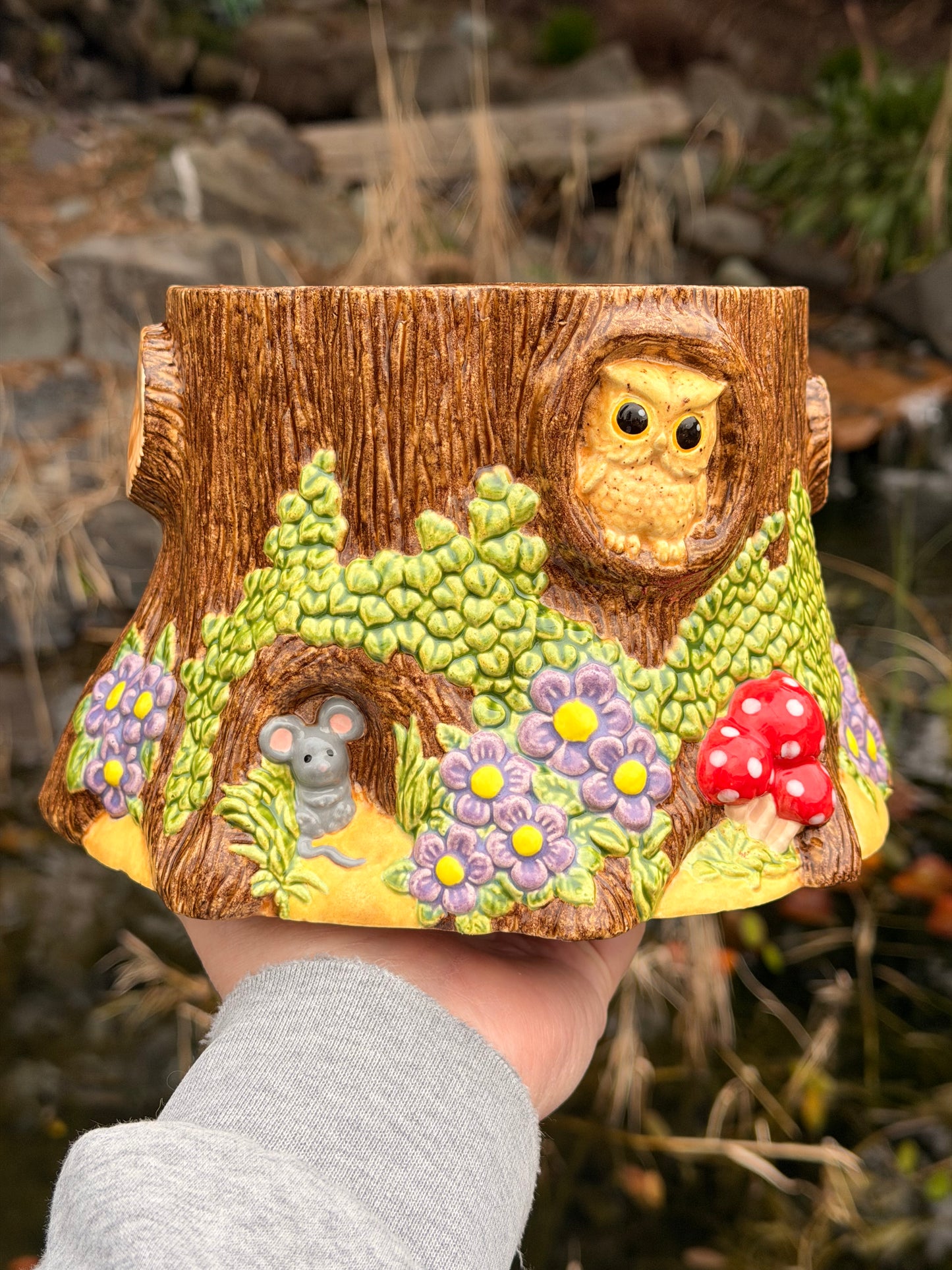 Woodland Creature Stump Planter