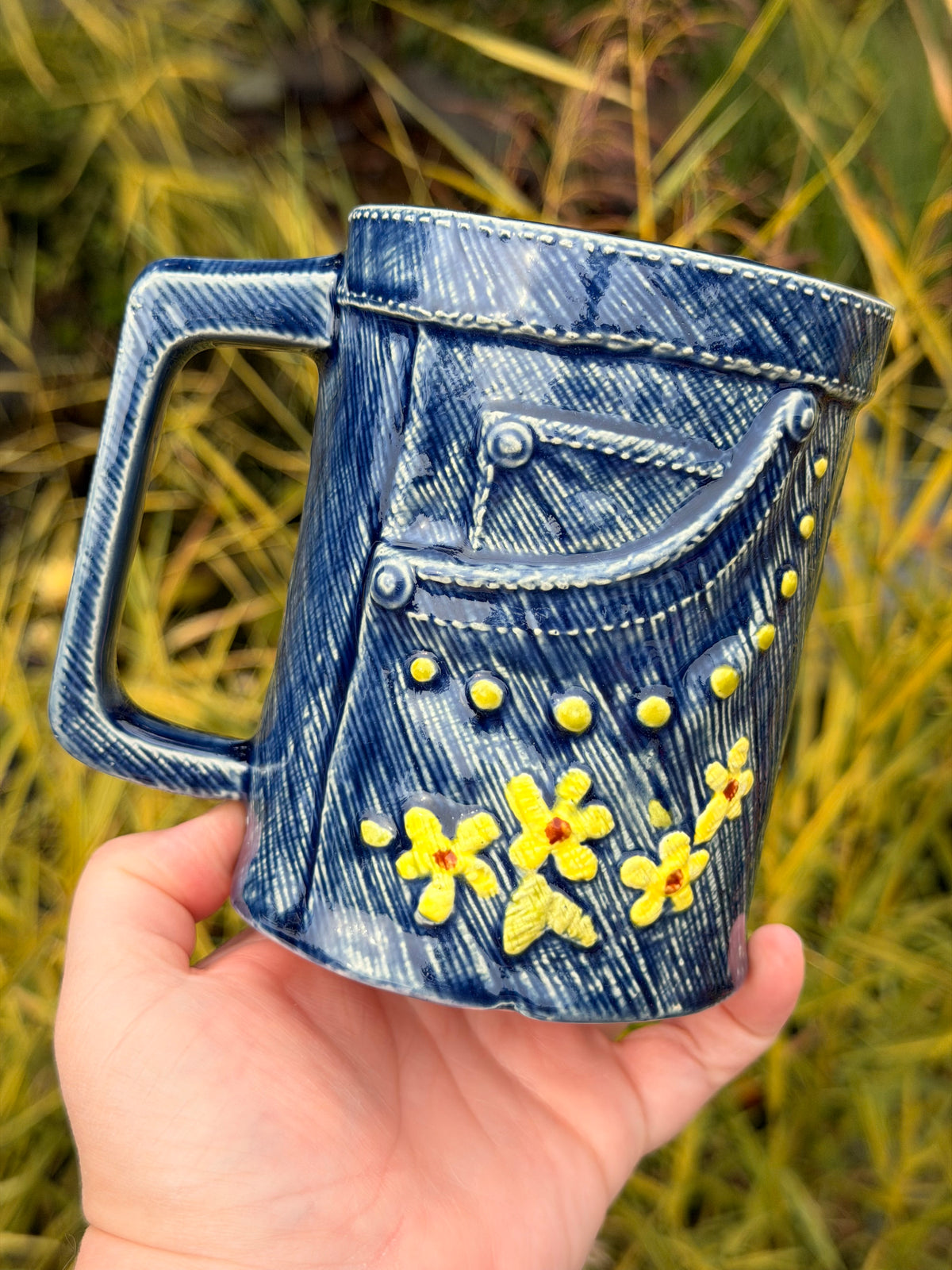 20 oz. Embroidered Denim Mug #2