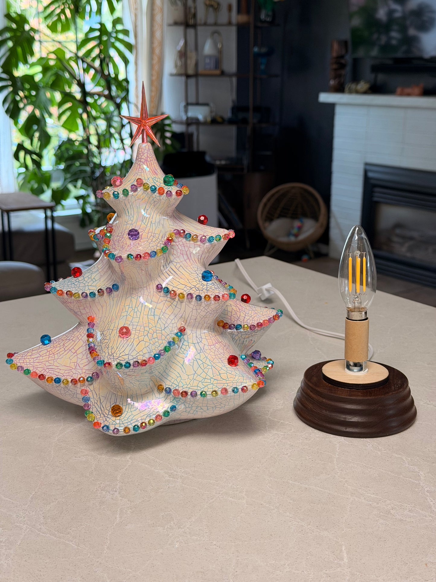 Colorful Crackle Jamar Mallory Tree with Garland Lights