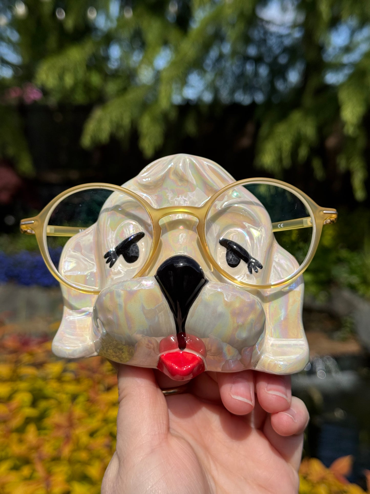 Mother of Pearl Dog Eyeglasses Holder