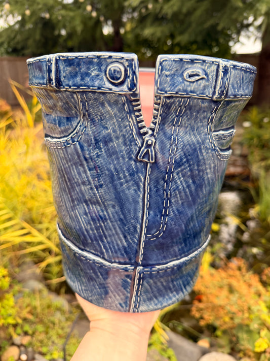 Denim Trash Can