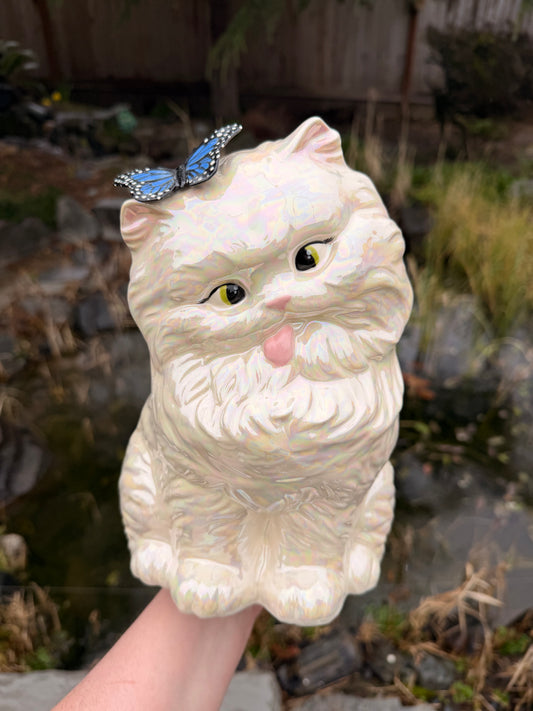 Pearly Tongue out Kitten with Butterfly