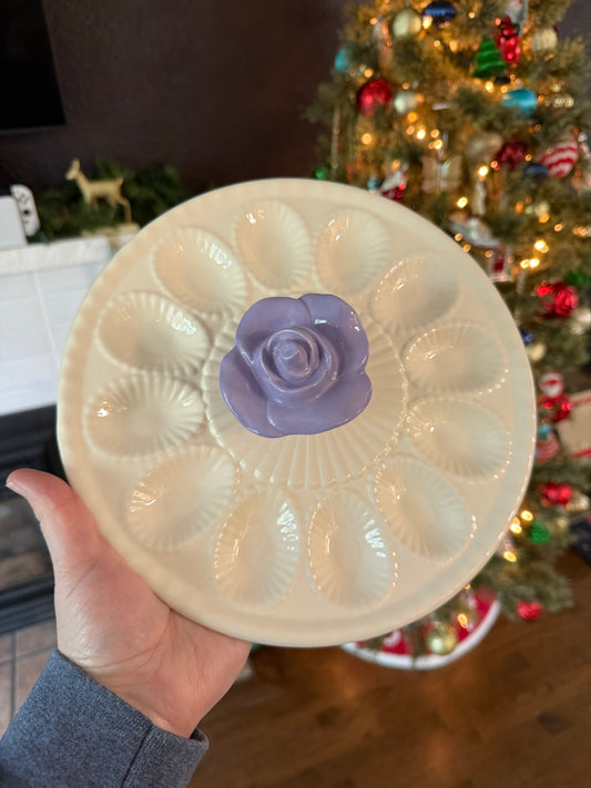 SECOND - Purple Rose Topped Egg Plate