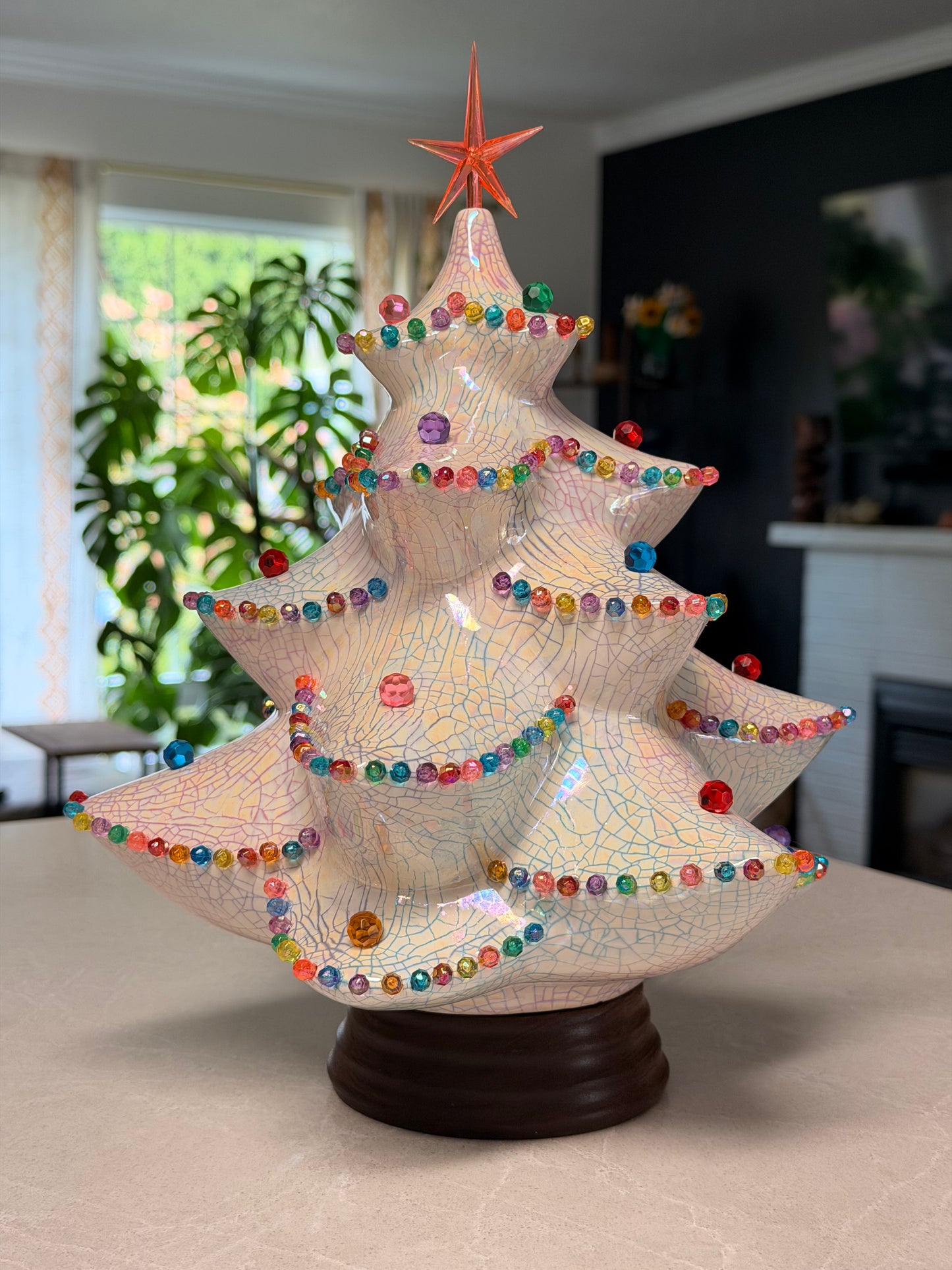 Colorful Crackle Jamar Mallory Tree with Garland Lights