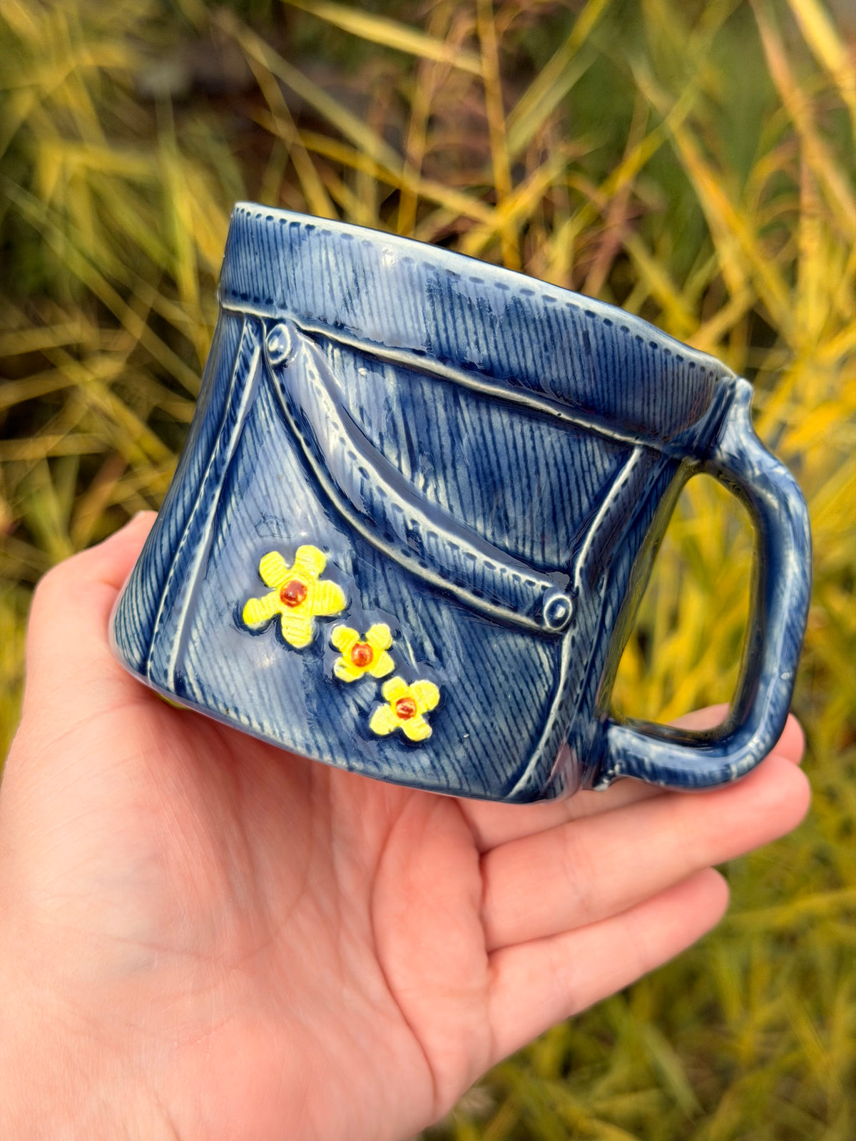 12 oz. Embroidered Denim Mug #1