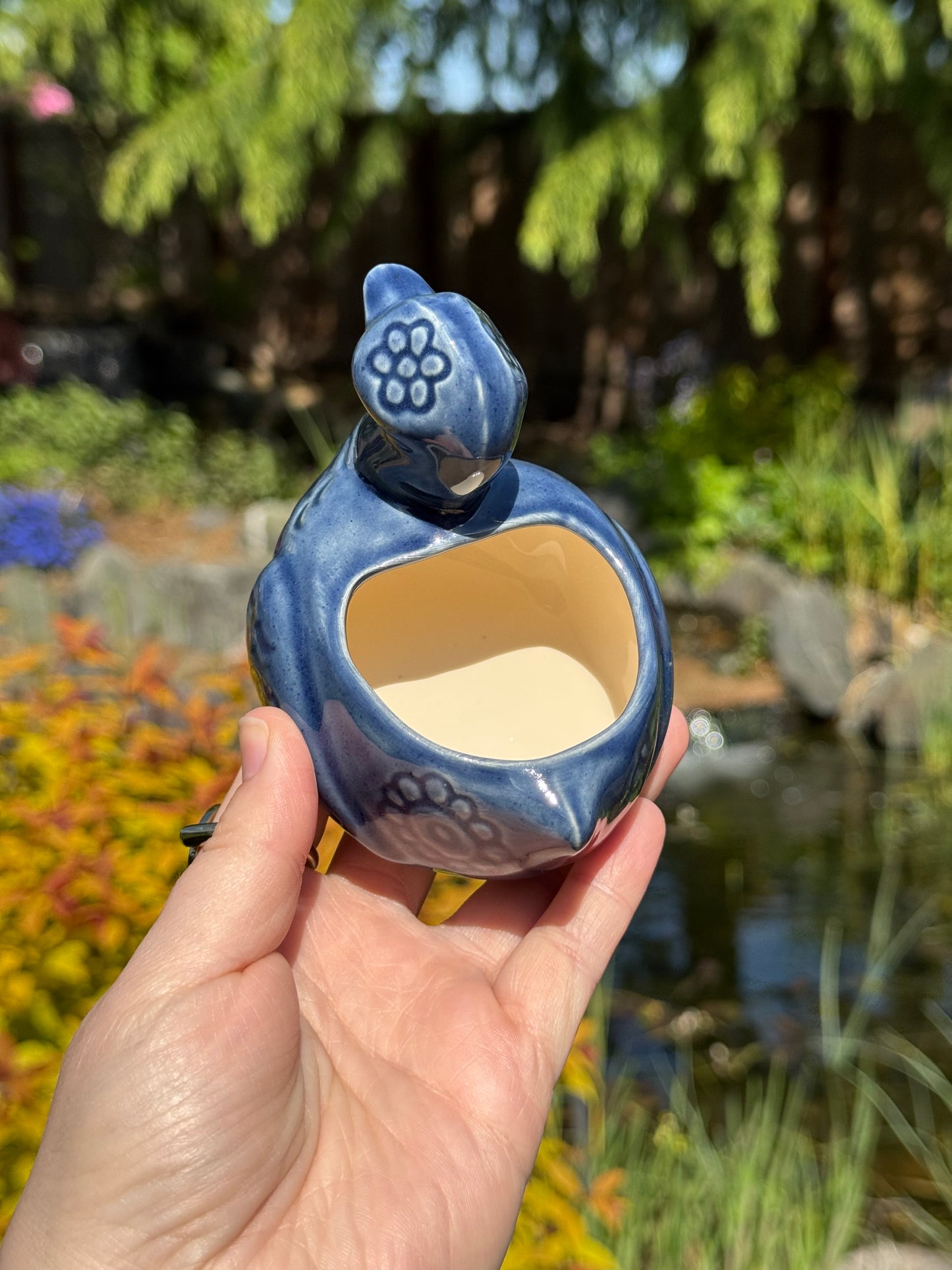 Flower Power Denim Blue Duck Planter