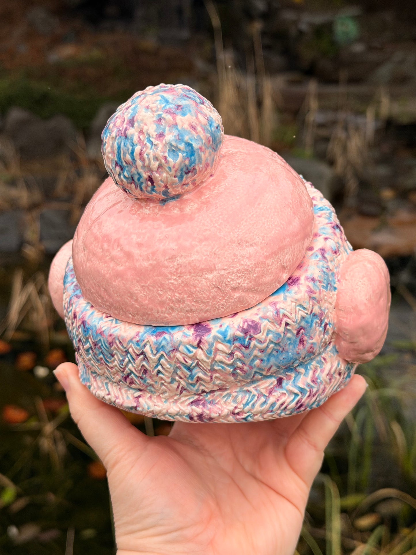 Pink Snowman Candy Jar