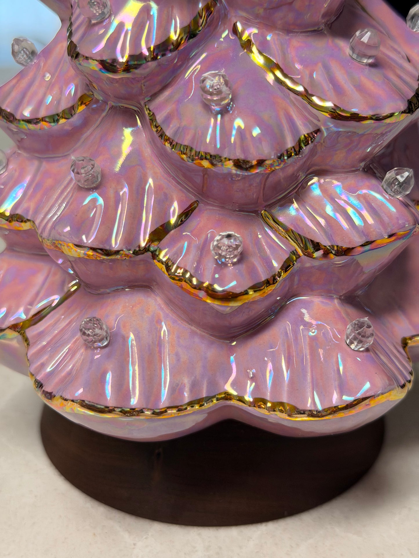 Pearly Purple and Gold Arnel's 795 with Handmade Wooden Base