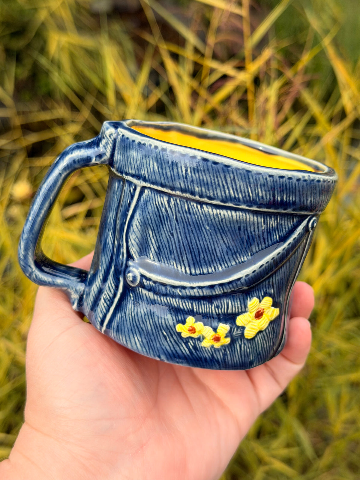 12 oz. Embroidered Denim Mug #1
