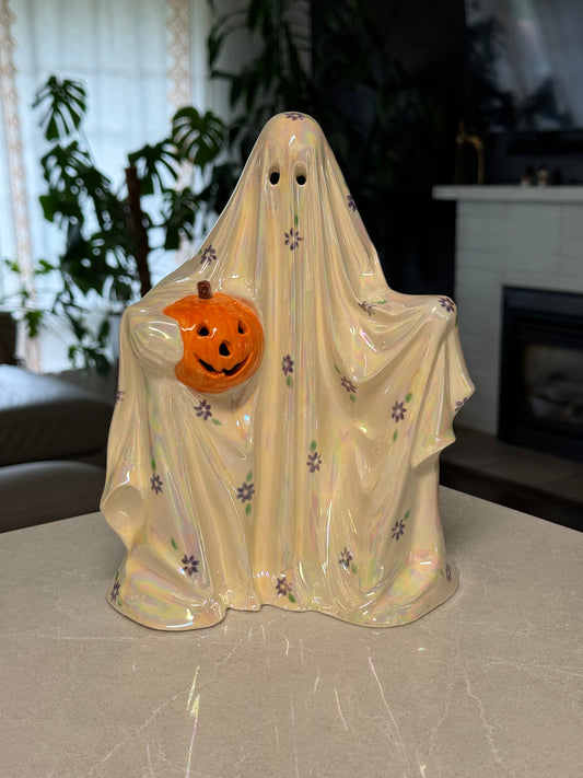 Floral Sheet with Mother of Pearl Ghost Lamp (Battery Powered)