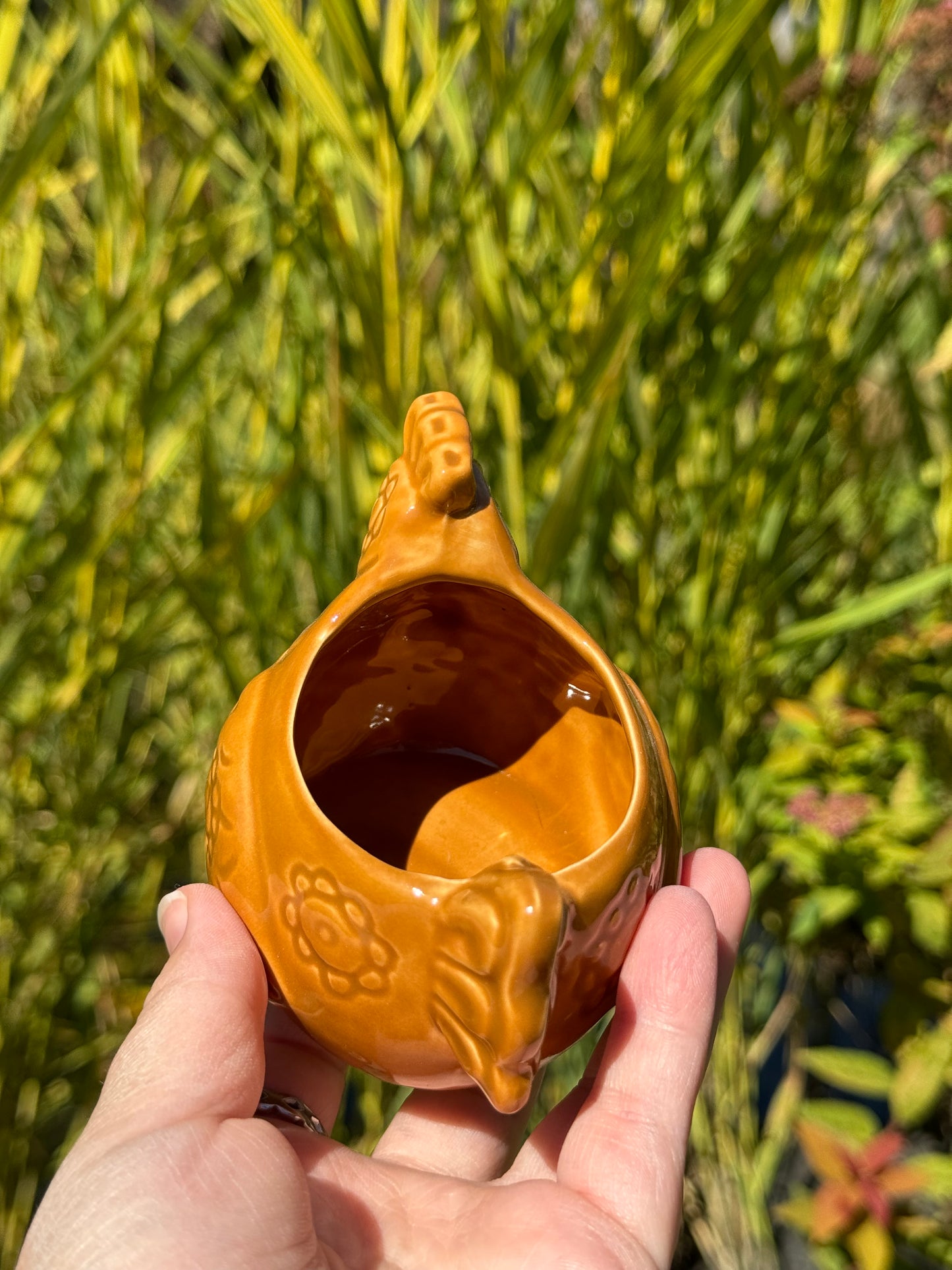 Flower Power Brown Chicken Planter