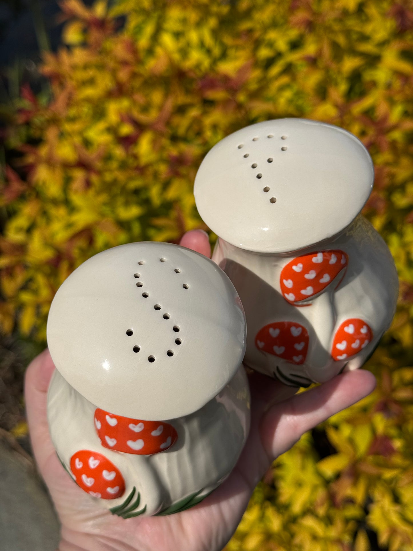 XL Orange Mushroom Salt and Pepper Shakers