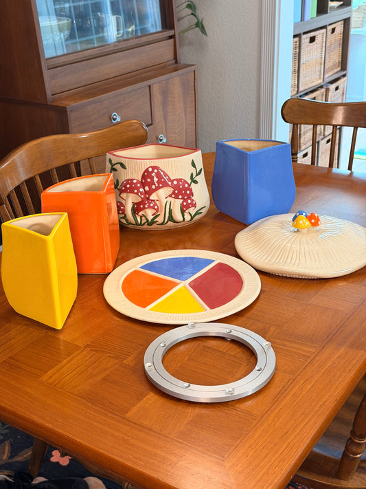 Sectioned Mushroom Canister Lazy Susan