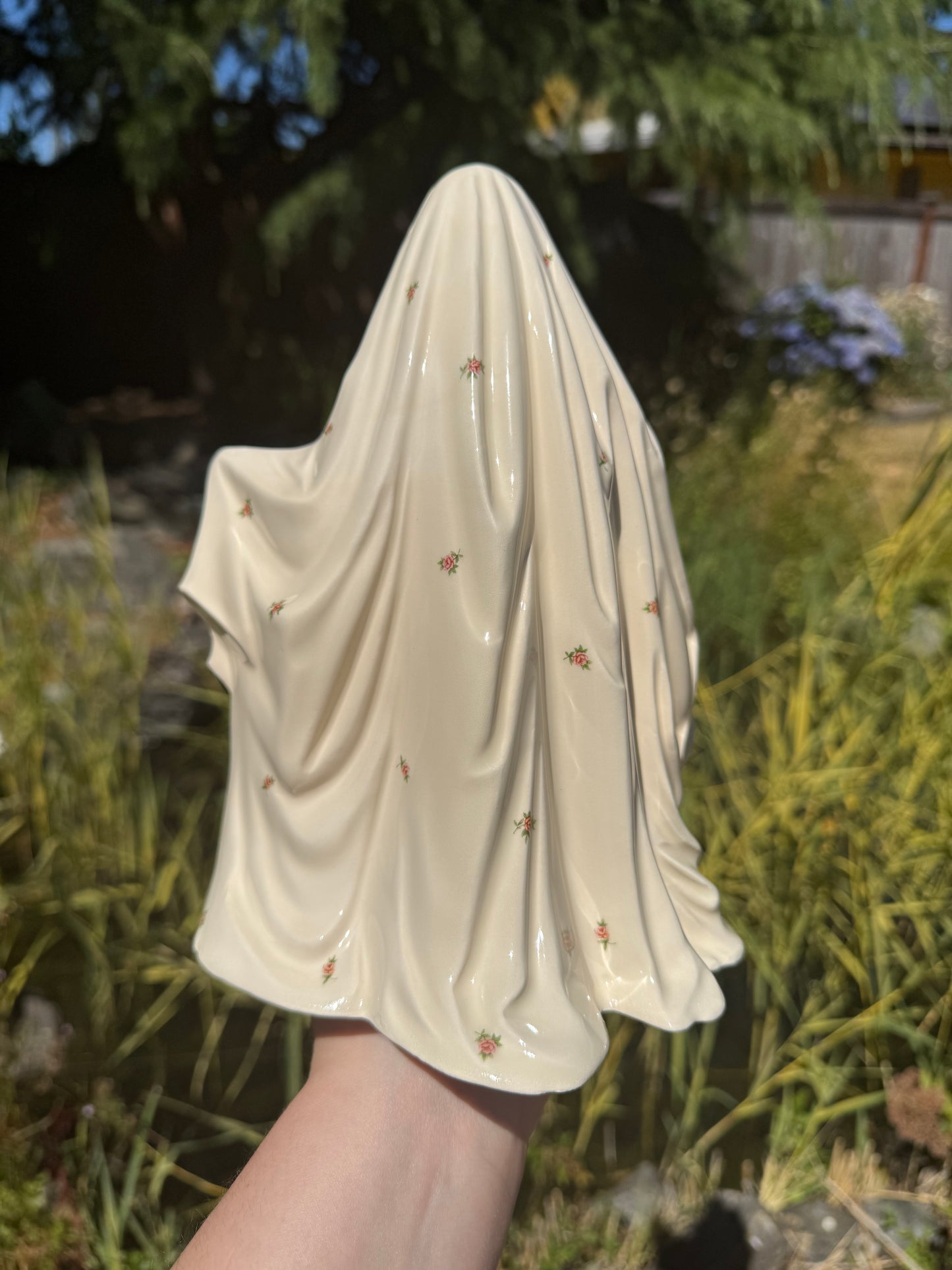 Mini Roses Sheet Ghost with Orange Pumpkin